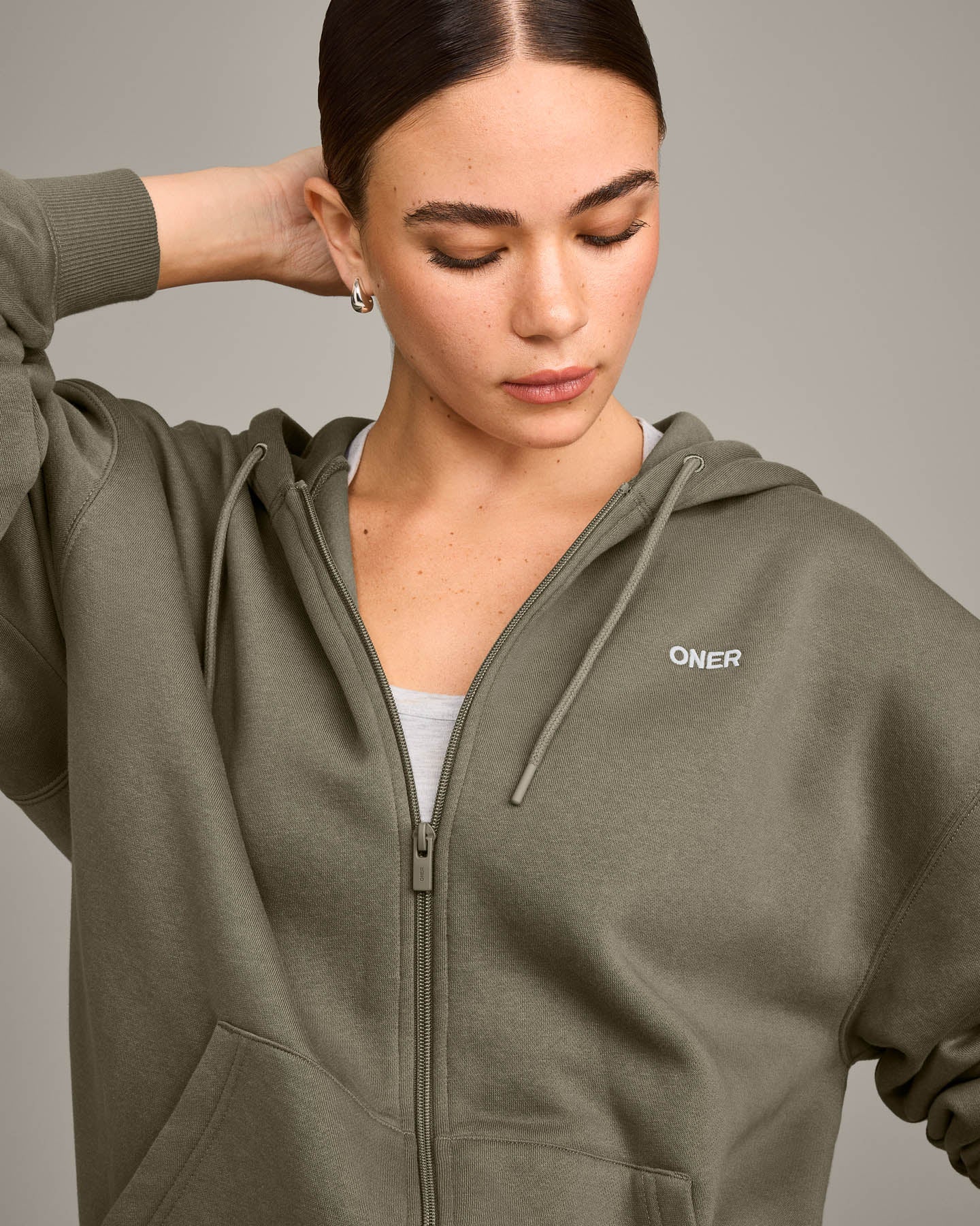 Foundations Cosy Oversized Zip Through Hoodie | Alpine Green - Image 5