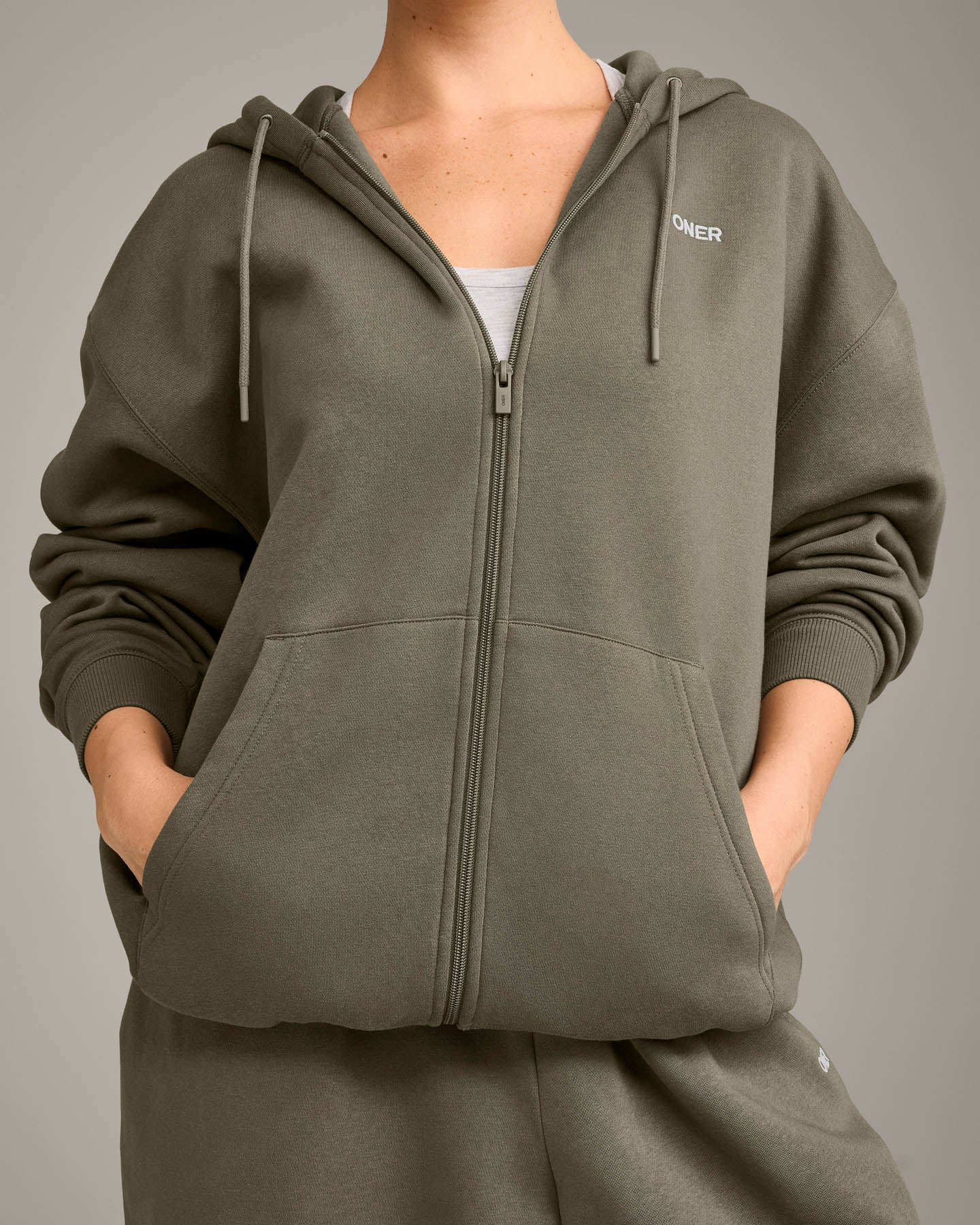 Foundations Cosy Oversized Zip Through Hoodie | Alpine Green - Image 6