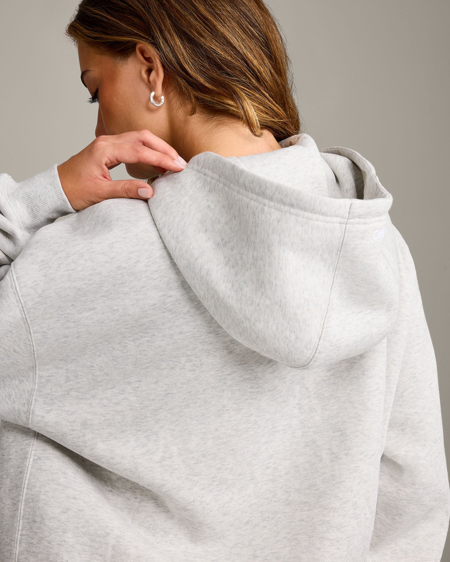 Foundations Cosy Oversized Zip Through Hoodie | Light Grey Marl - Image 4