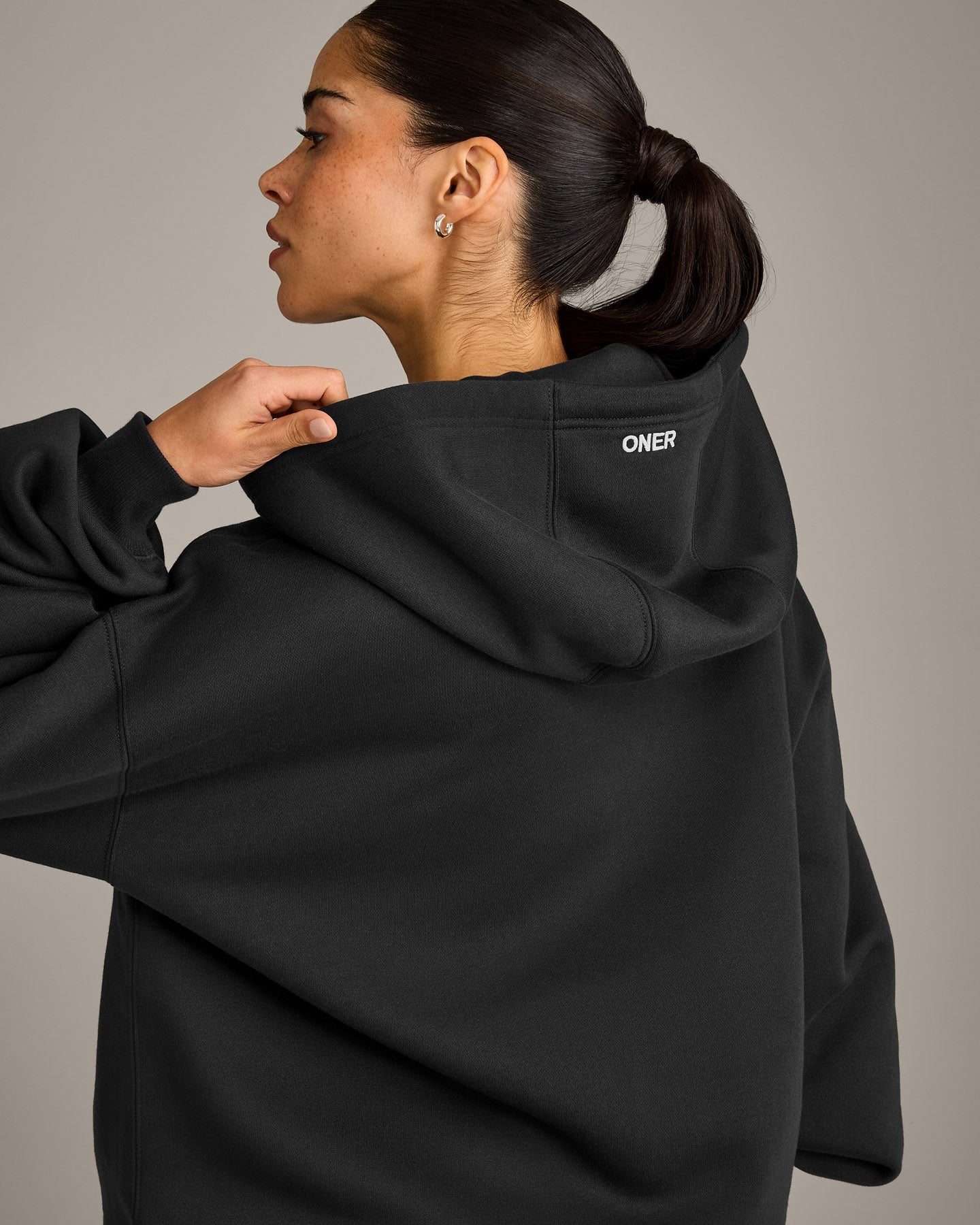 Alternative view of Foundations Cosy Oversized Zip Through Hoodie | Soft Black