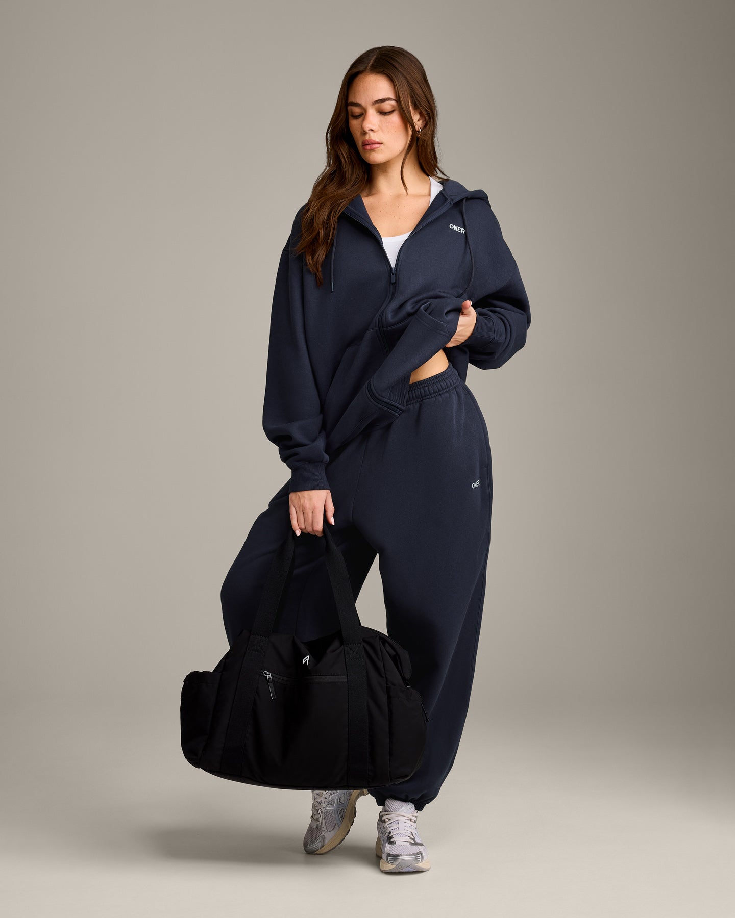 Foundations Cosy Oversized Zip Through Hoodie | True Blue - Image 3