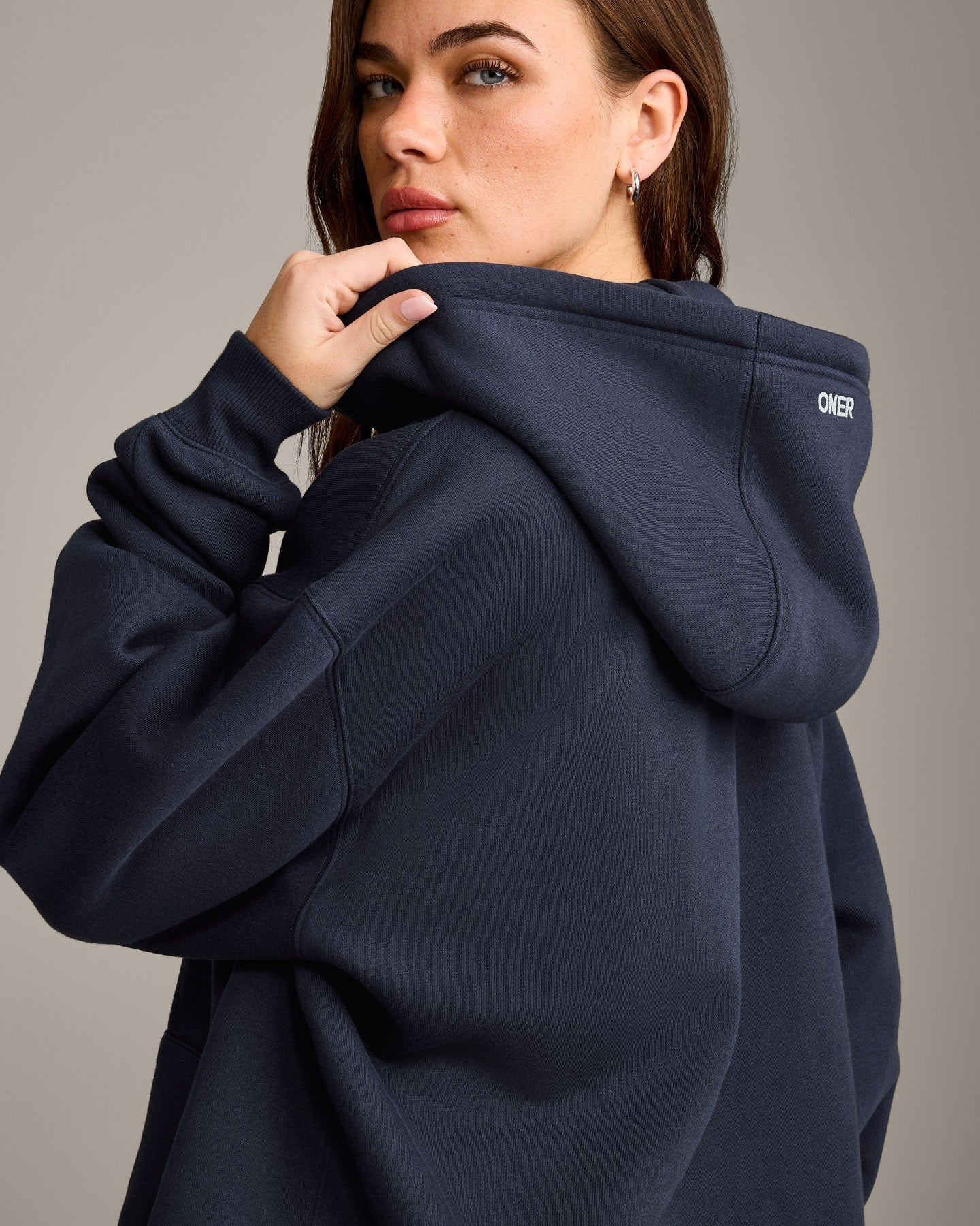 Foundations Cosy Oversized Zip Through Hoodie | True Blue - Image 4