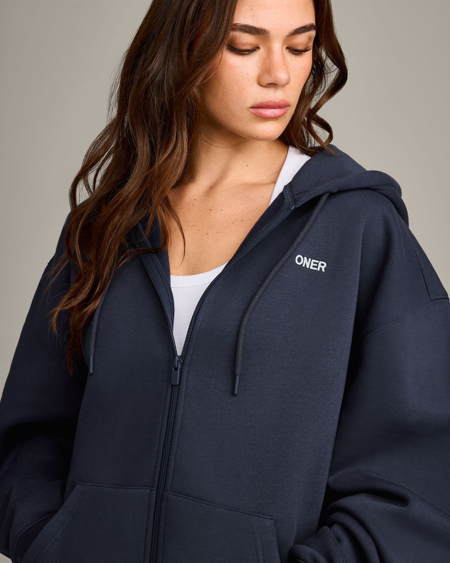 Foundations Cosy Oversized Zip Through Hoodie | True Blue - Image 5