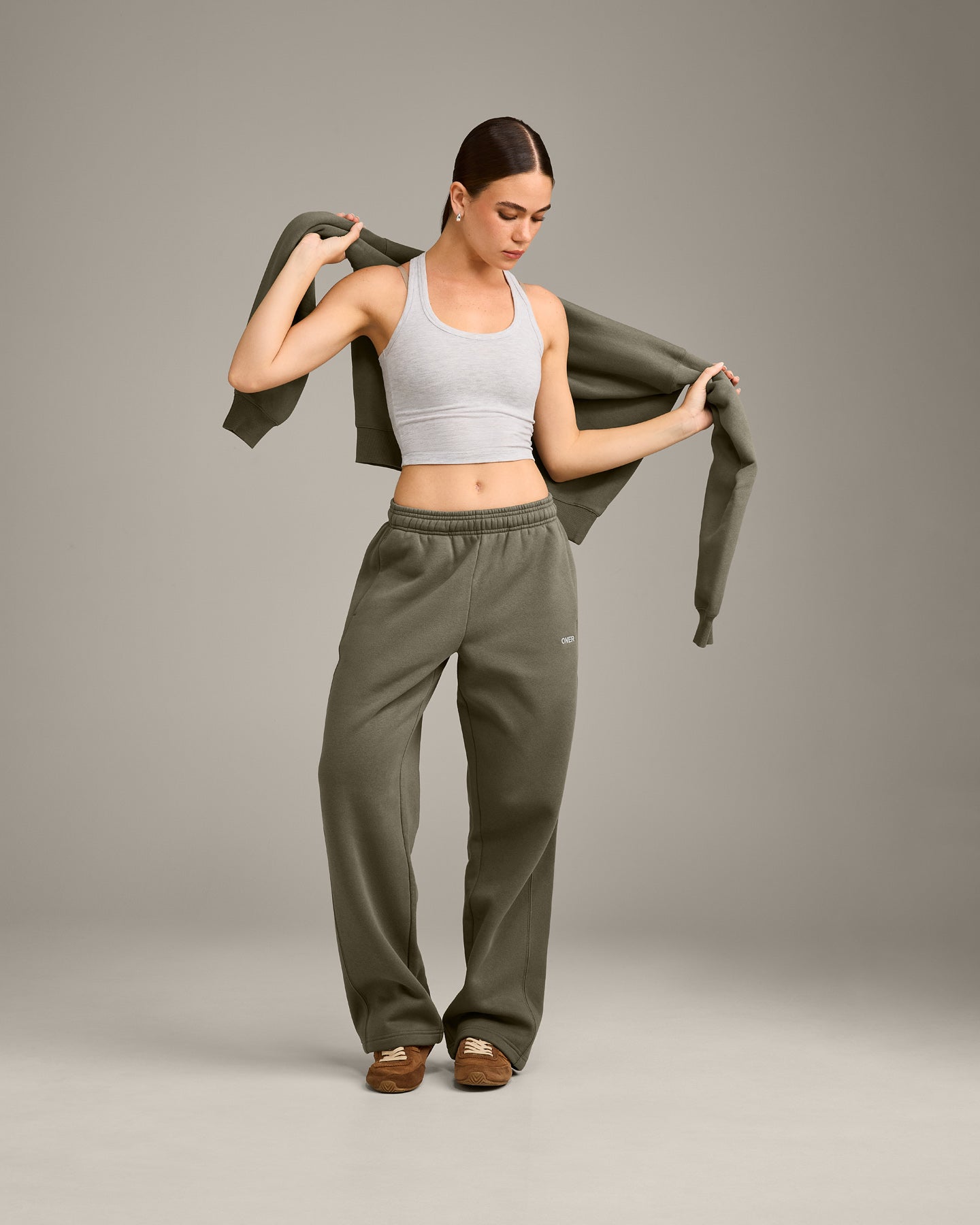 Foundations Cosy Straight Leg Joggers | Alpine Green - Image 3