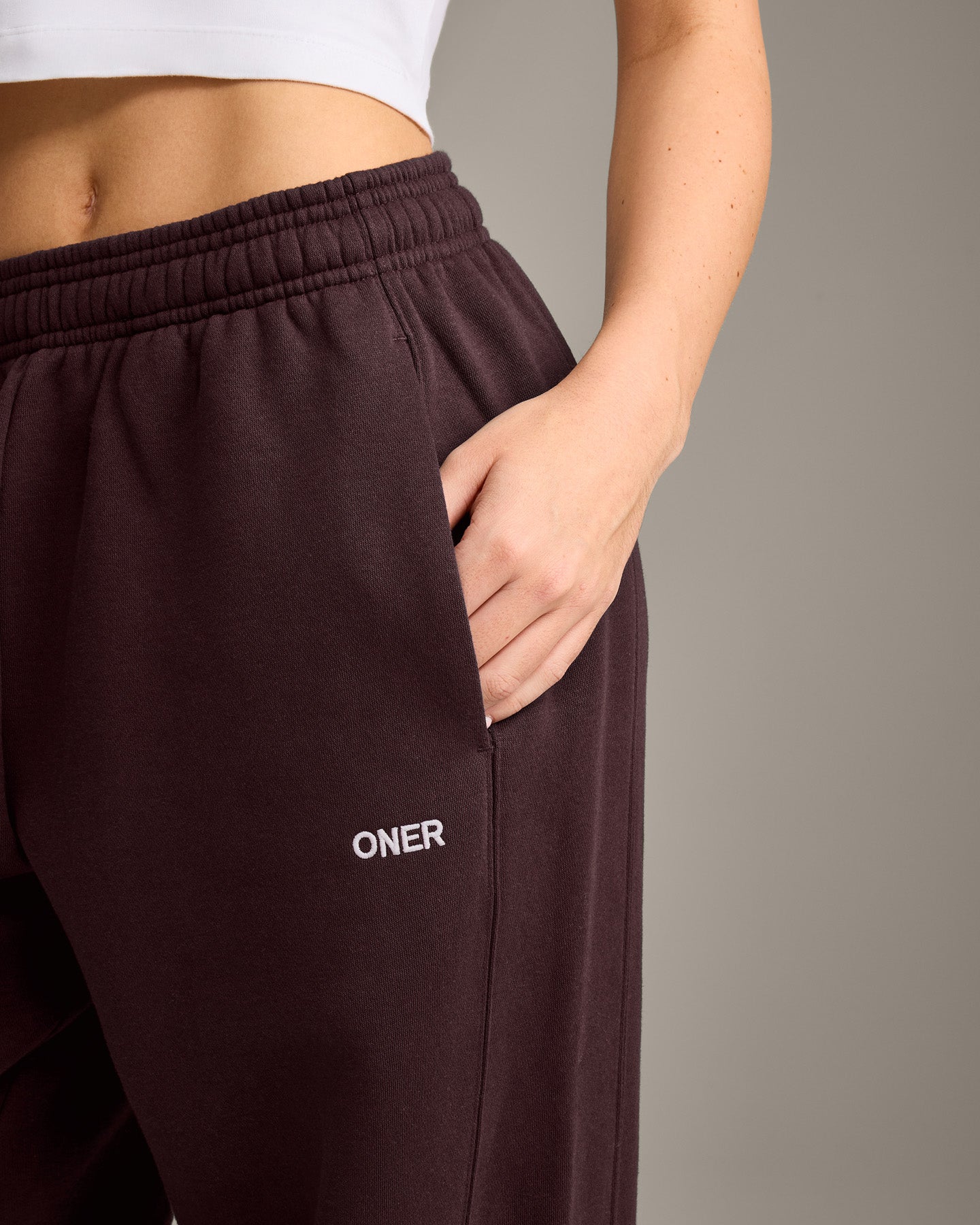 Foundations Cosy Straight Leg Joggers | Plum Brown - Image 5