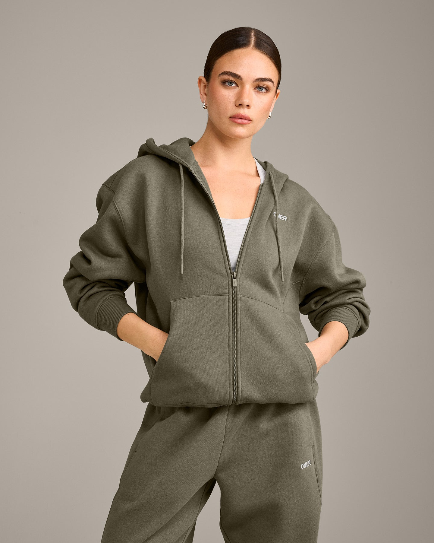 Foundations Cosy Zip Through Hoodie | Alpine Green