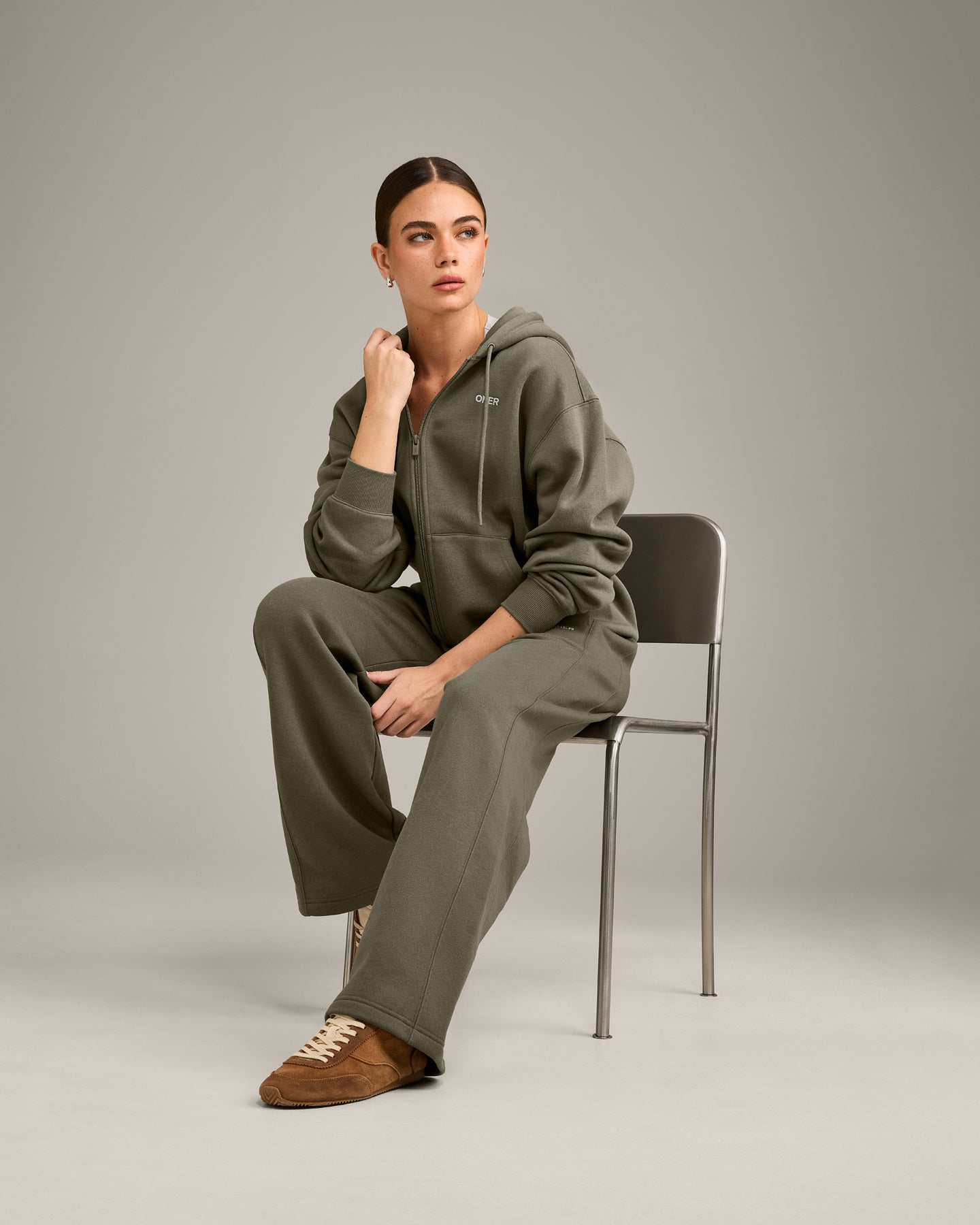 Foundations Cosy Zip Through Hoodie | Alpine Green - Image 3