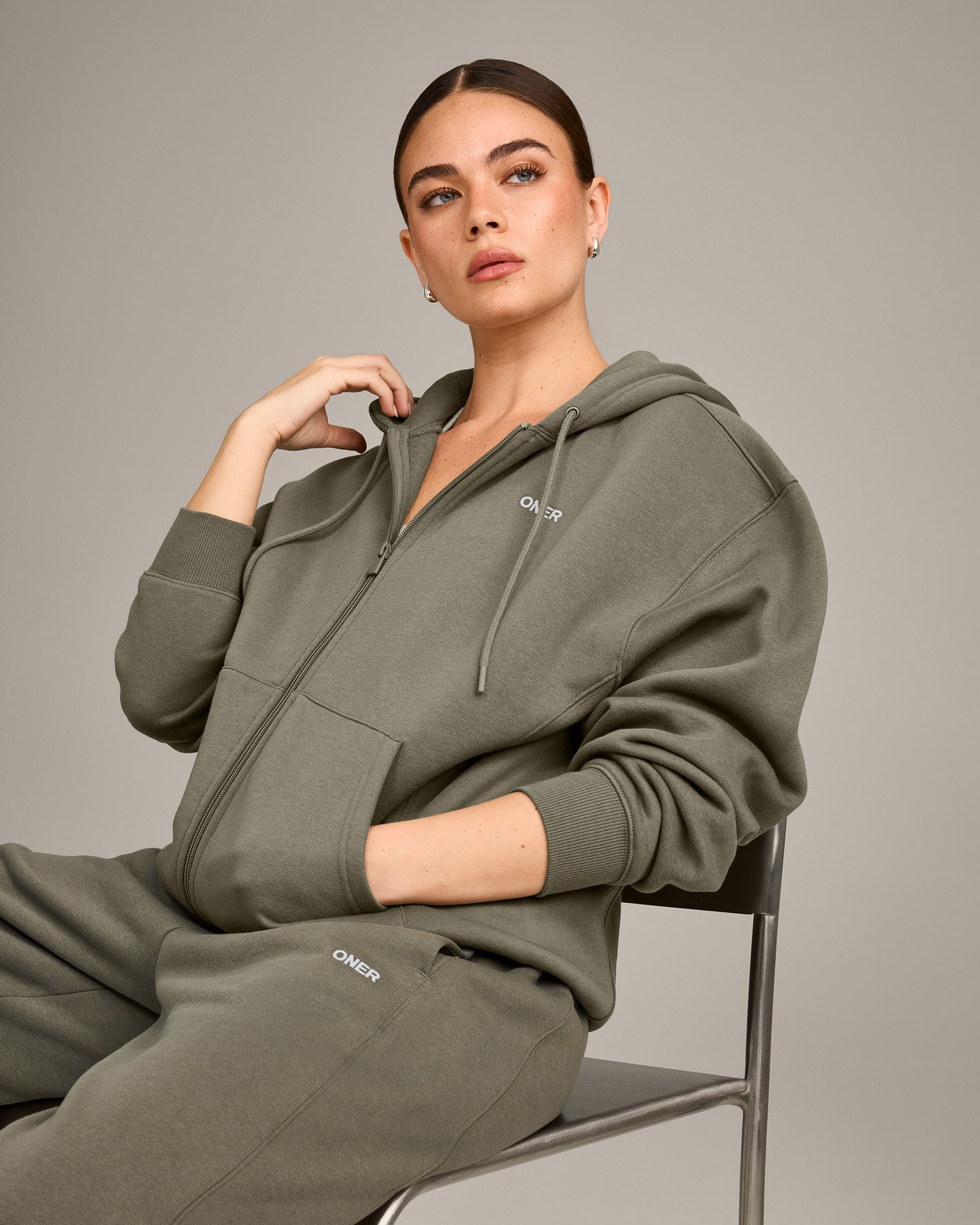 Foundations Cosy Zip Through Hoodie | Alpine Green - Image 6