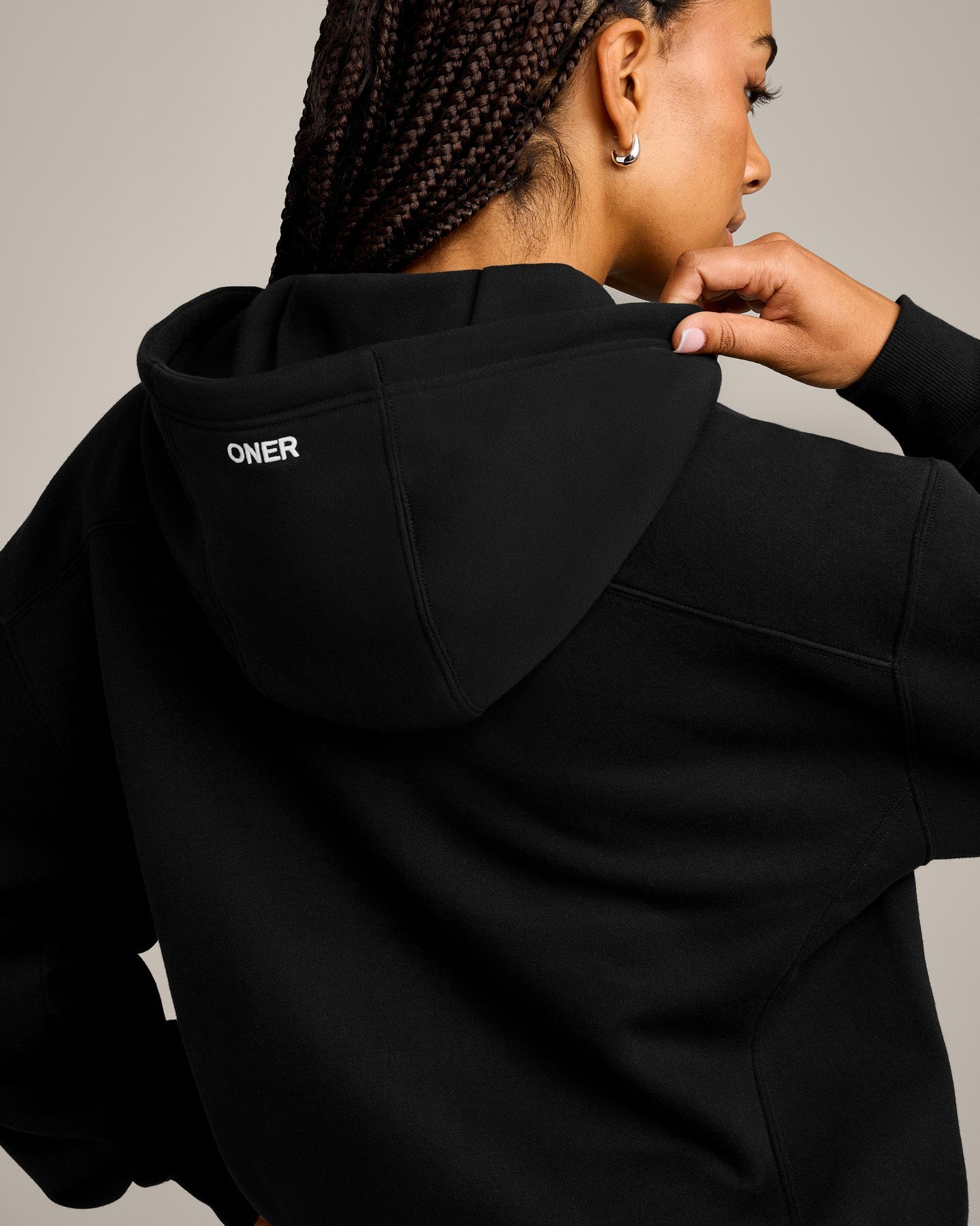 Foundations Cosy Zip Through Hoodie | Black - Image 4