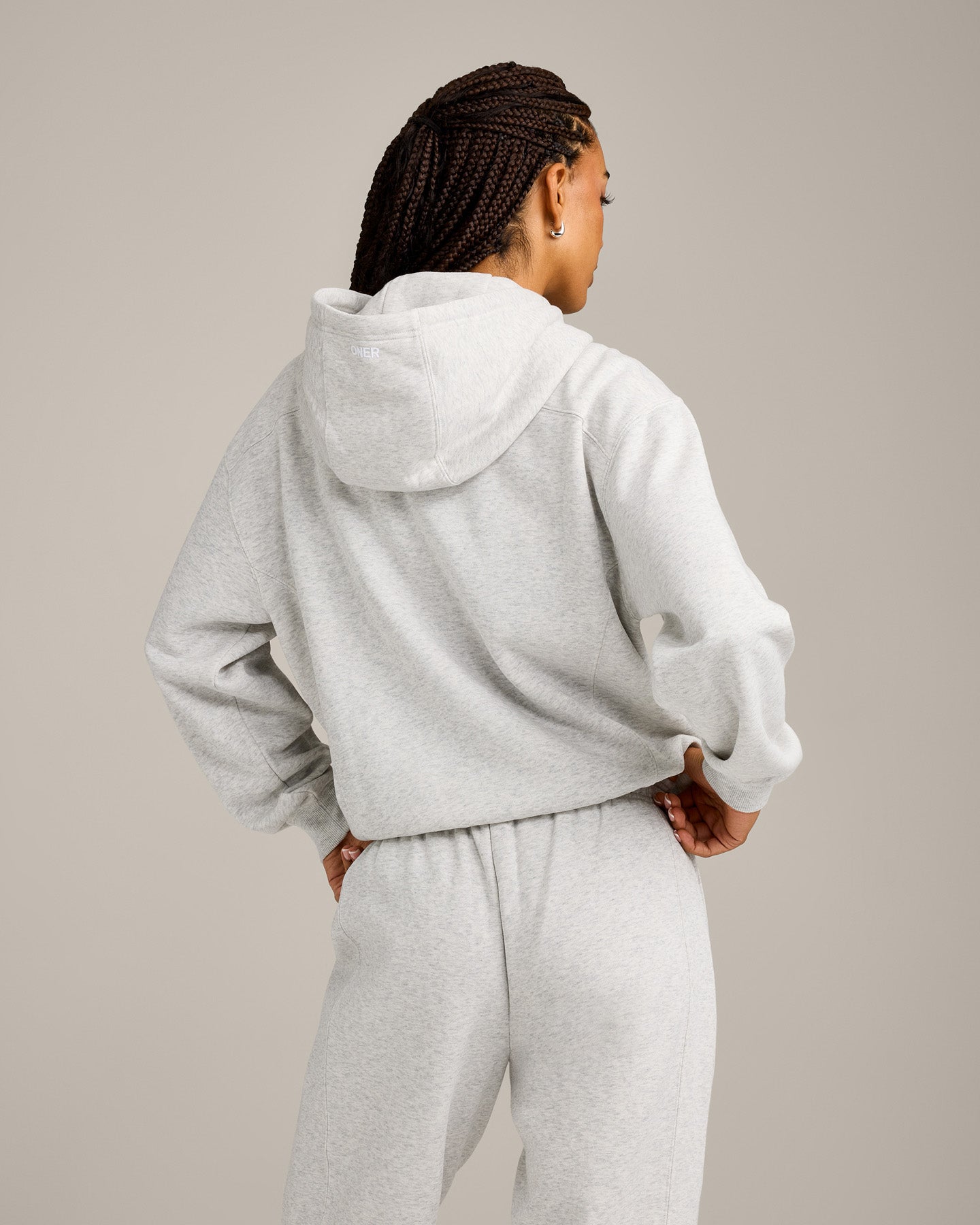 Alternative view of Foundations Cosy Zip Through Hoodie | Light Grey Marl
