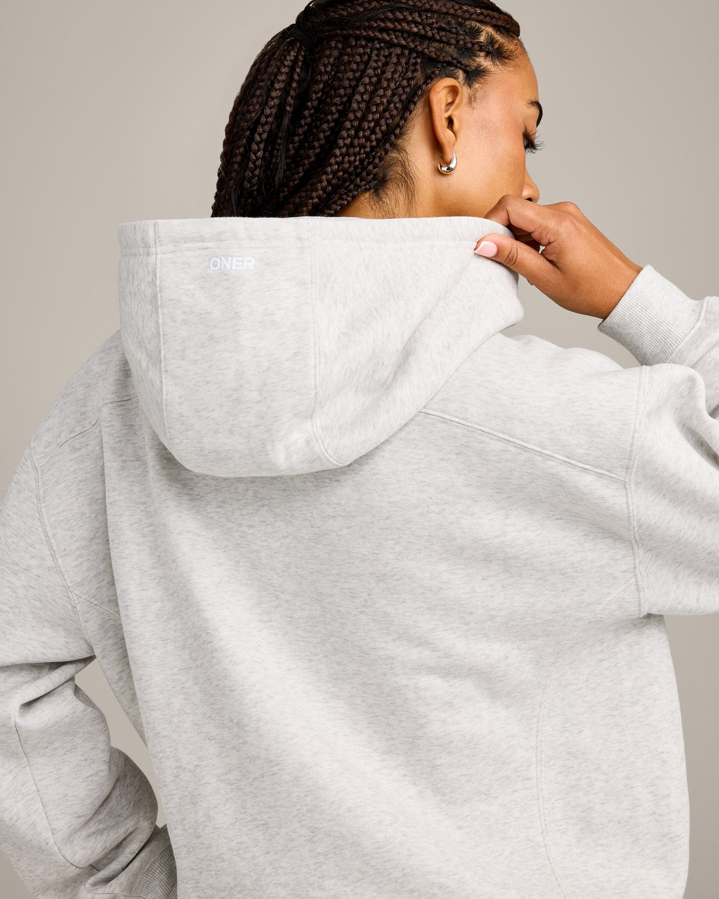 Foundations Cosy Zip Through Hoodie | Light Grey Marl - Image 4