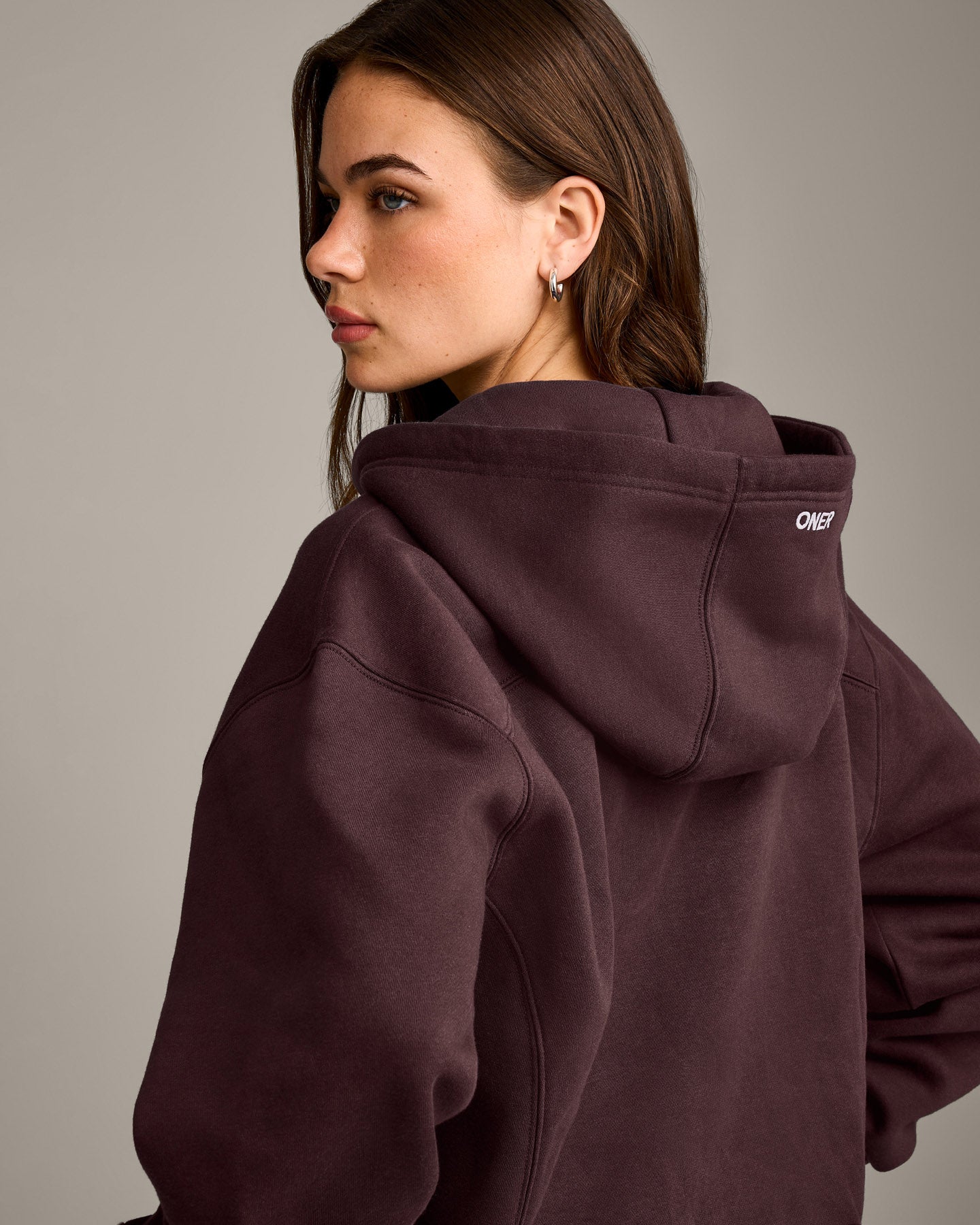 Foundations Cosy Zip Through Hoodie | Plum Brown - Image 4