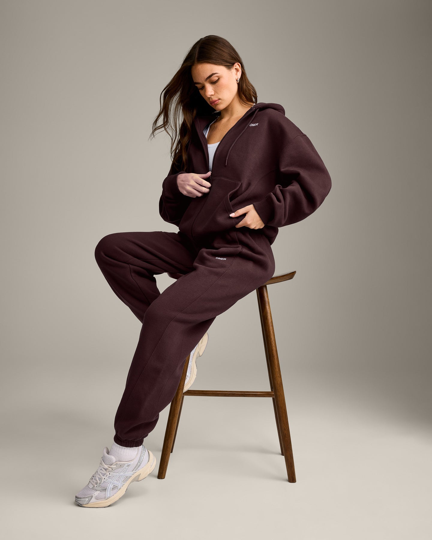 Foundations Cosy Zip Through Hoodie | Plum Brown - Image 6