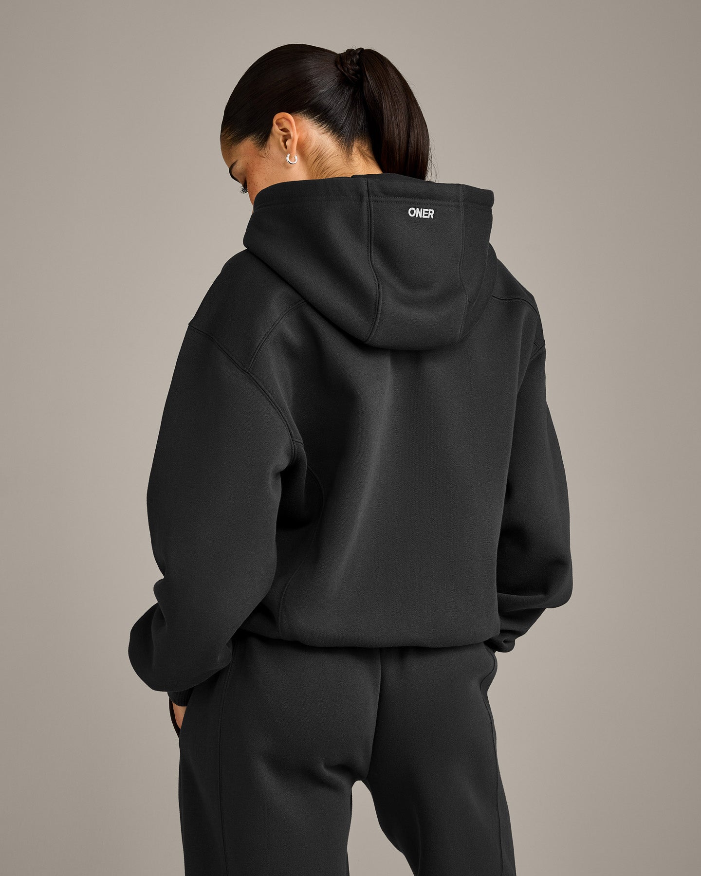 Alternative view of Foundations Cosy Zip Through Hoodie | Soft Black