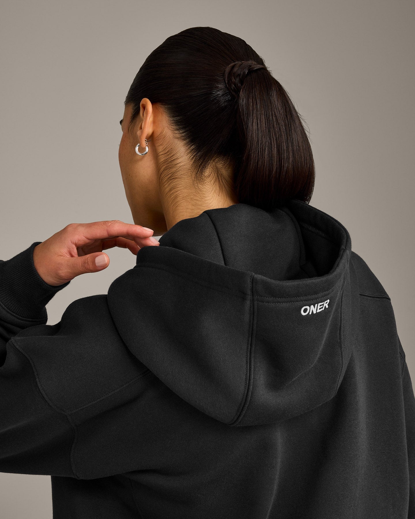 Foundations Cosy Zip Through Hoodie | Soft Black - Image 5