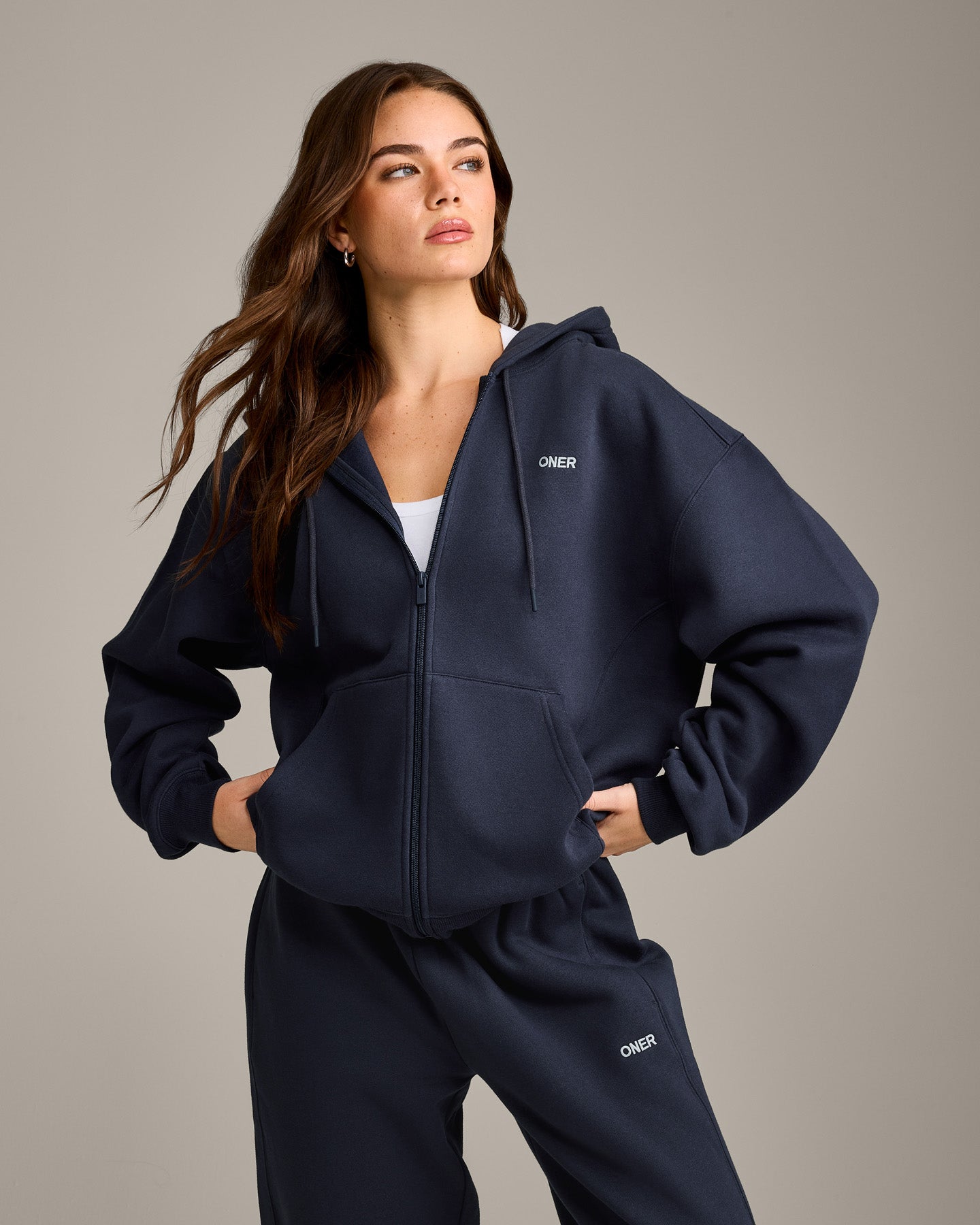 Foundations Cosy Zip Through Hoodie | True Blue