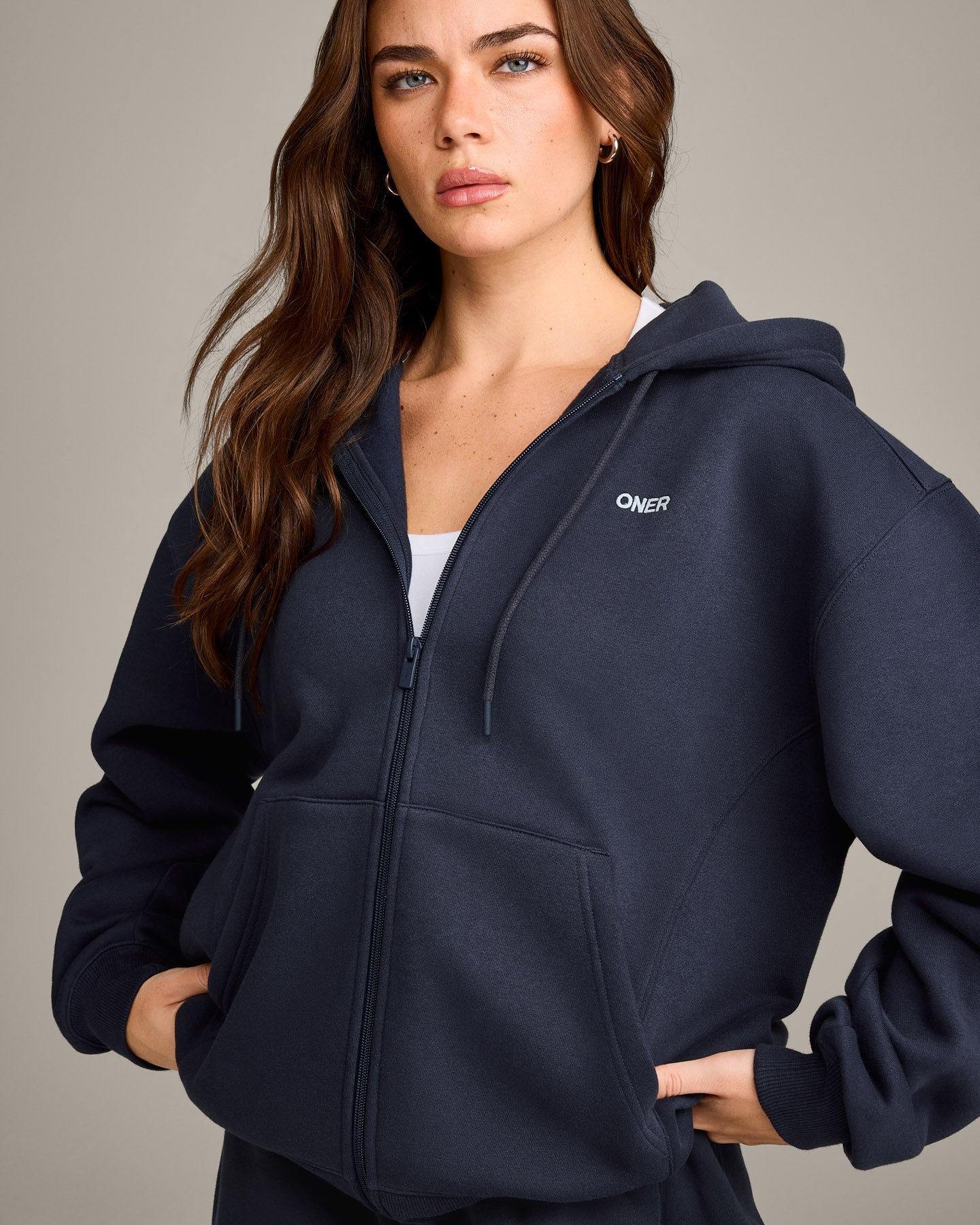 Foundations Cosy Zip Through Hoodie | True Blue - Image 5