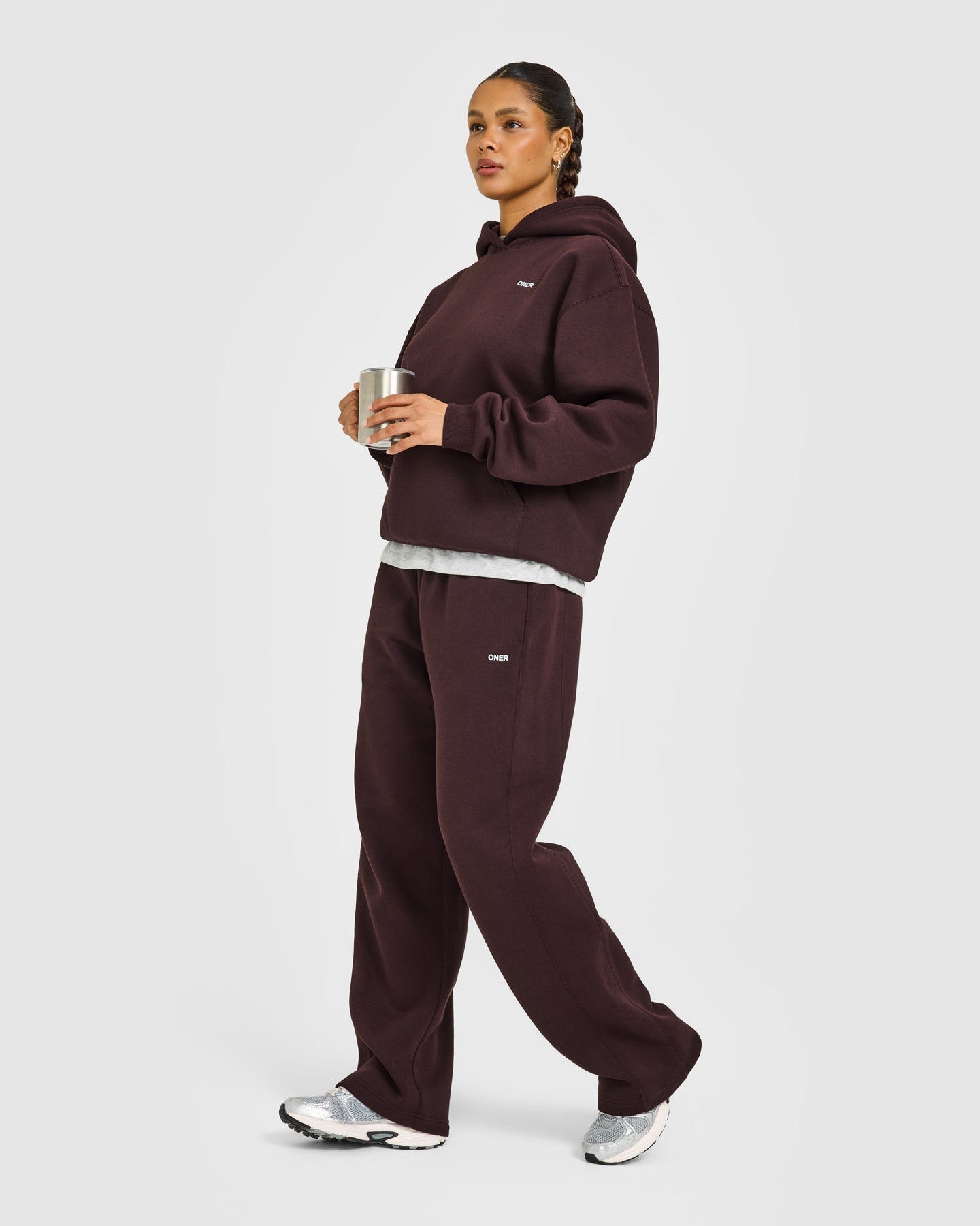 Alternative view of Foundations Hoodie with Grey Logo | Plum Brown