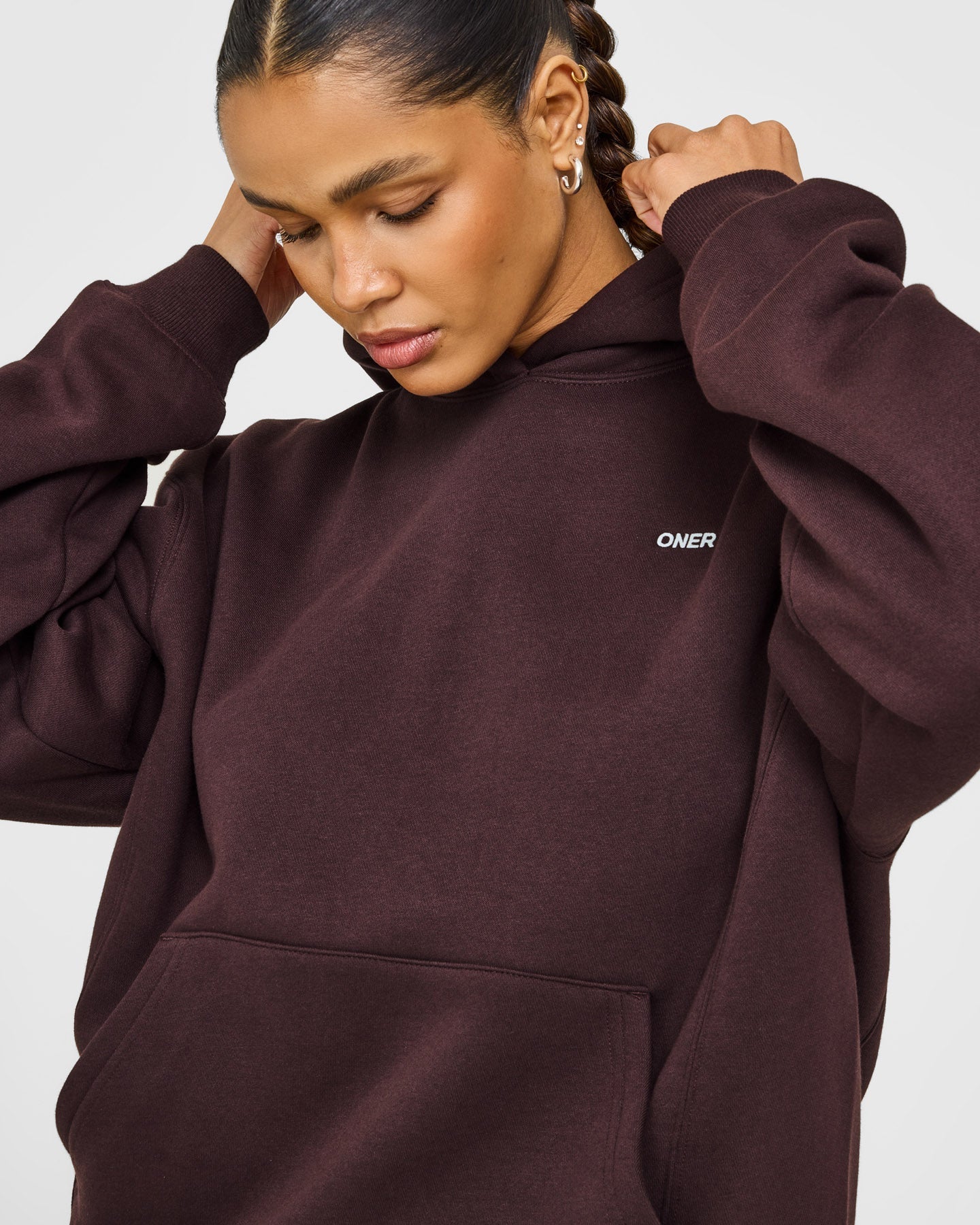 Foundations Hoodie with Grey Logo | Plum Brown - Image 3