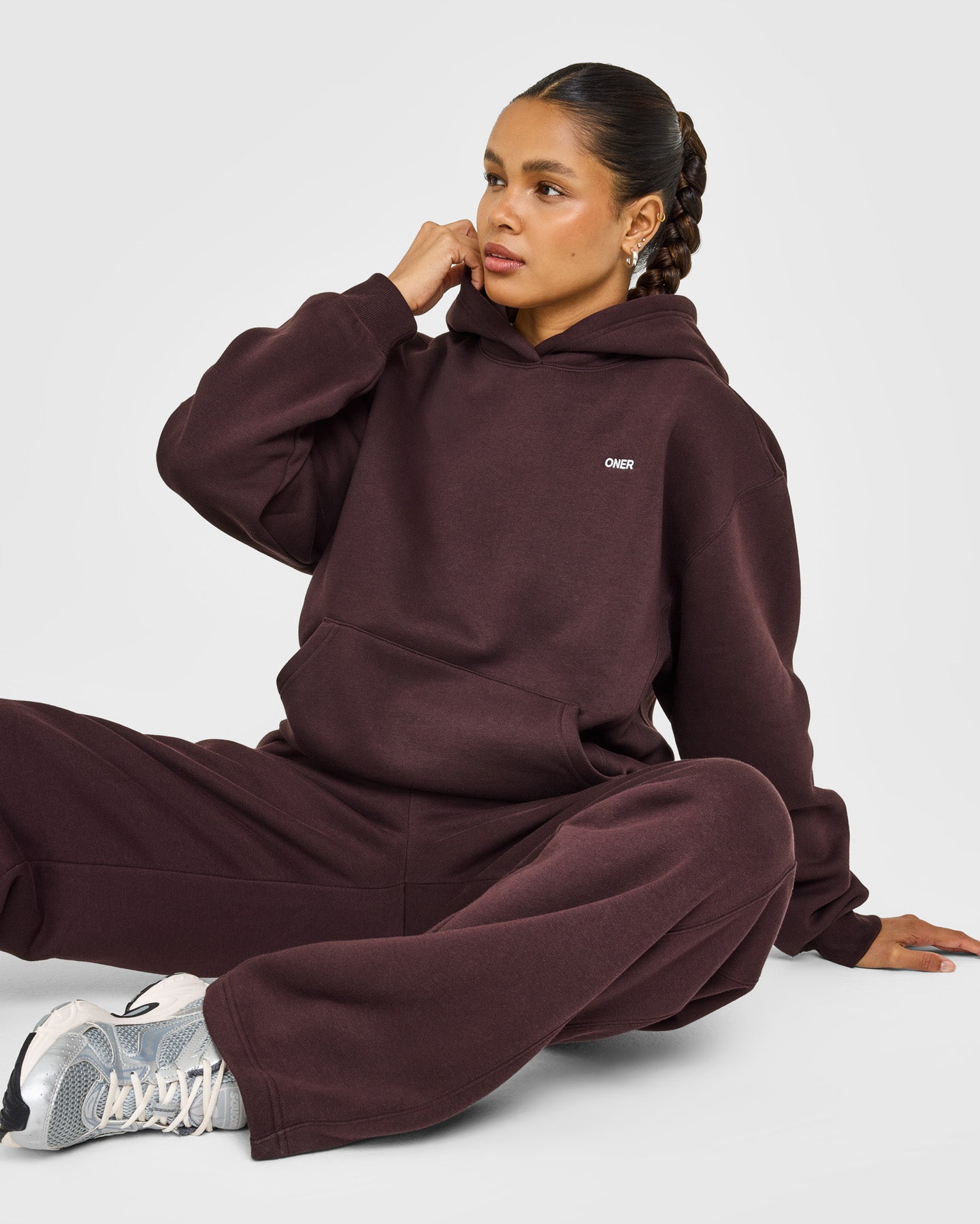 Foundations Hoodie with Grey Logo | Plum Brown - Image 4