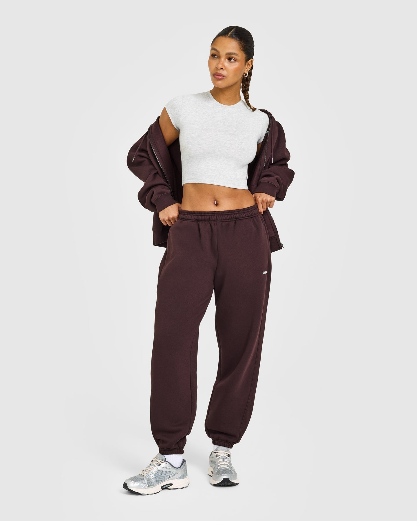 Foundations Joggers with Grey Logo | Plum Brown - Image 3