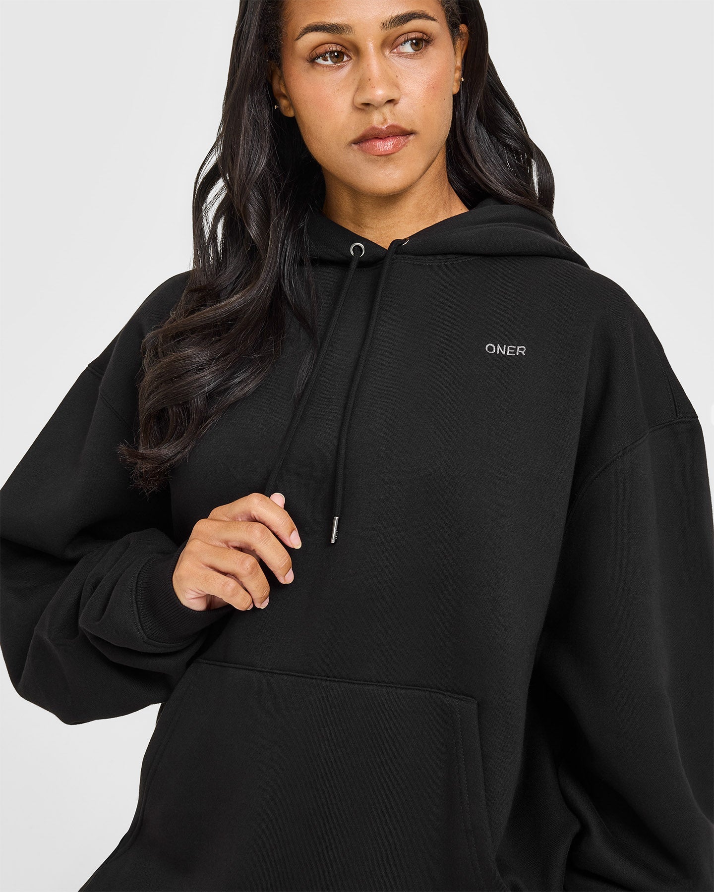 Alternative view of Foundations Oversized Hoodie | Black