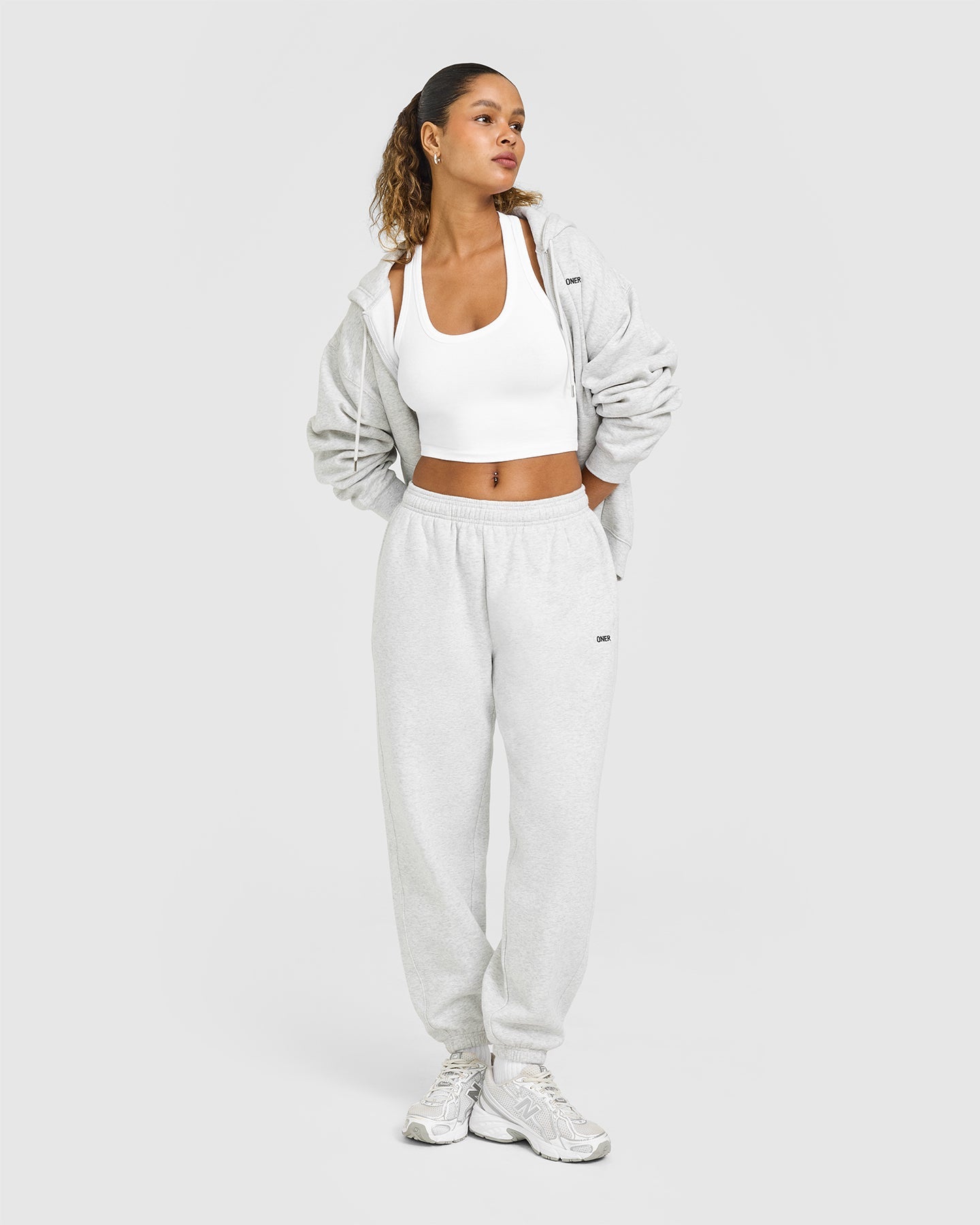 Foundations Oversized Joggers | Light Grey Marl - Image 3