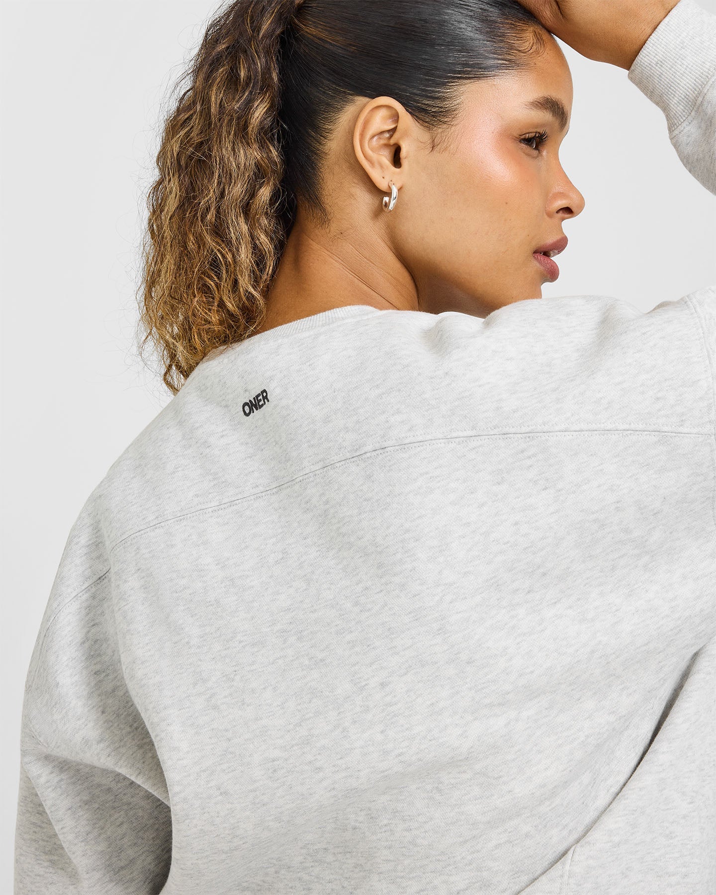 Foundations Oversized Sweatshirt | Light Grey Marl - Image 5