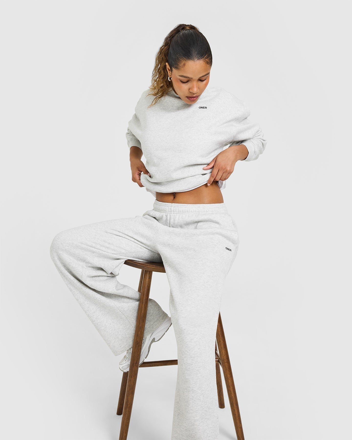 Foundations Oversized Sweatshirt | Light Grey Marl - Image 6