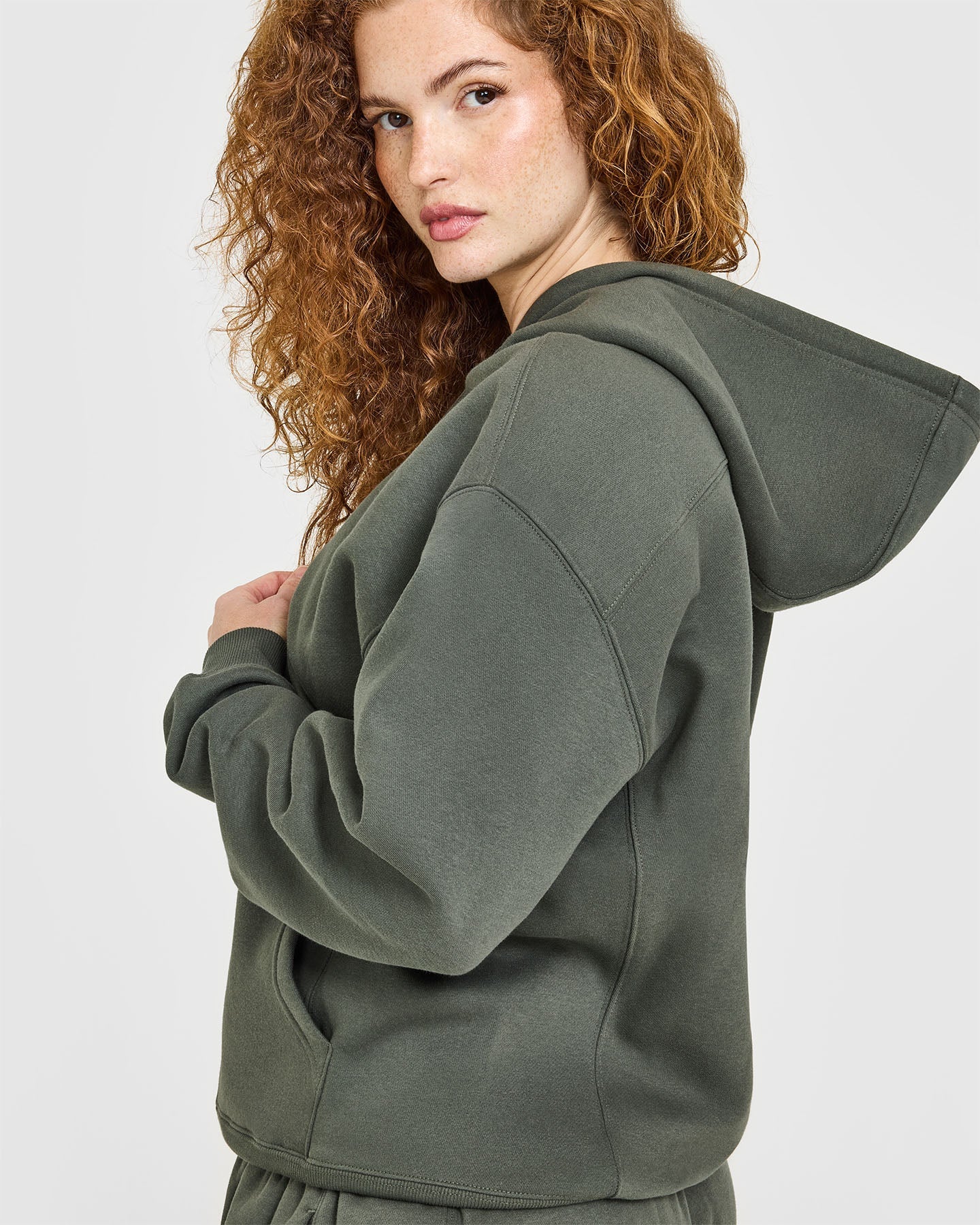 Foundations Zip Through Hoodie | Dark Khaki - Image 6