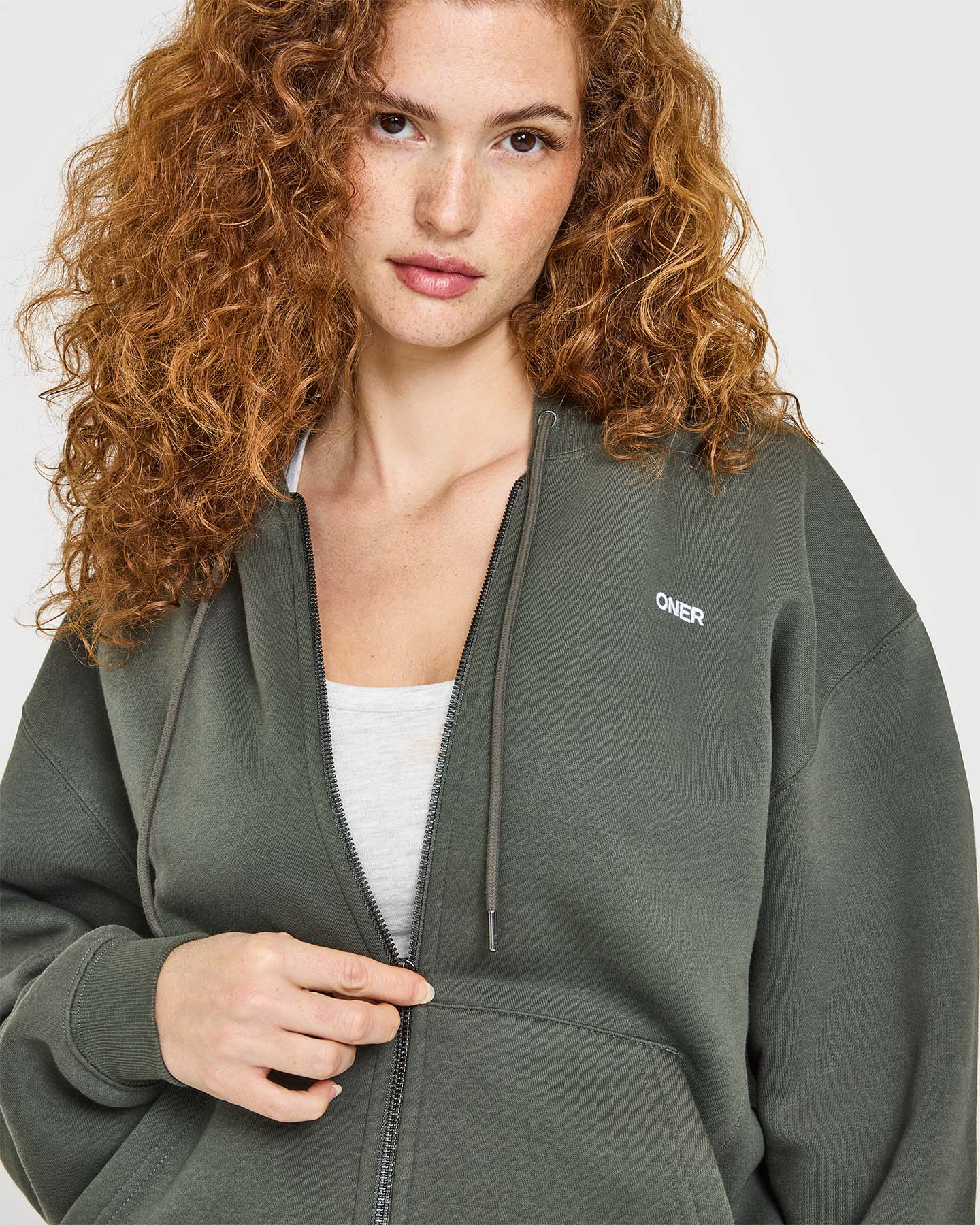 Alternative view of Foundations Zip Through Hoodie | Dark Khaki