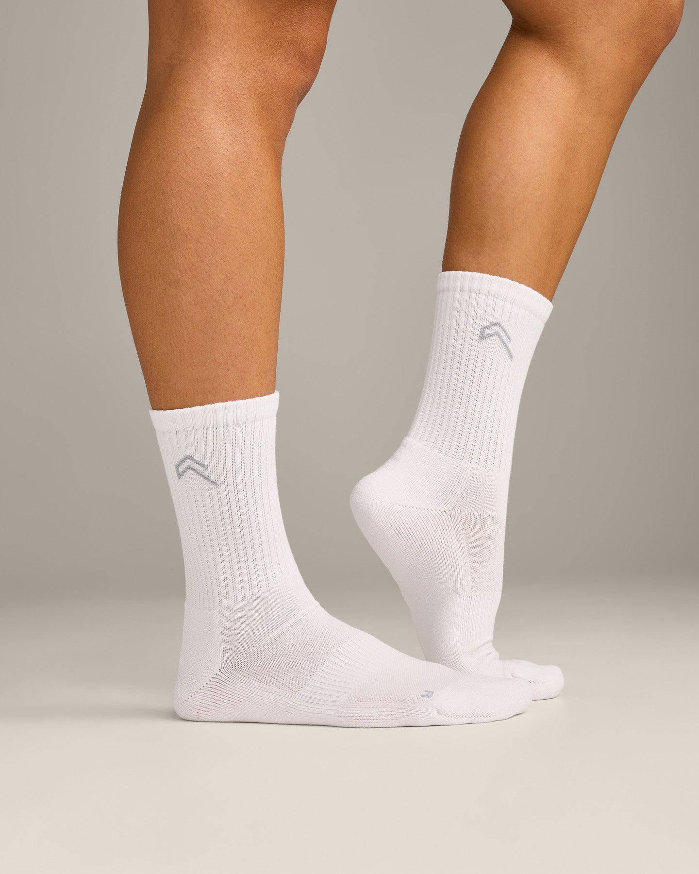 Crew Socks 3 Pack with Grey Logo | White - Image 4