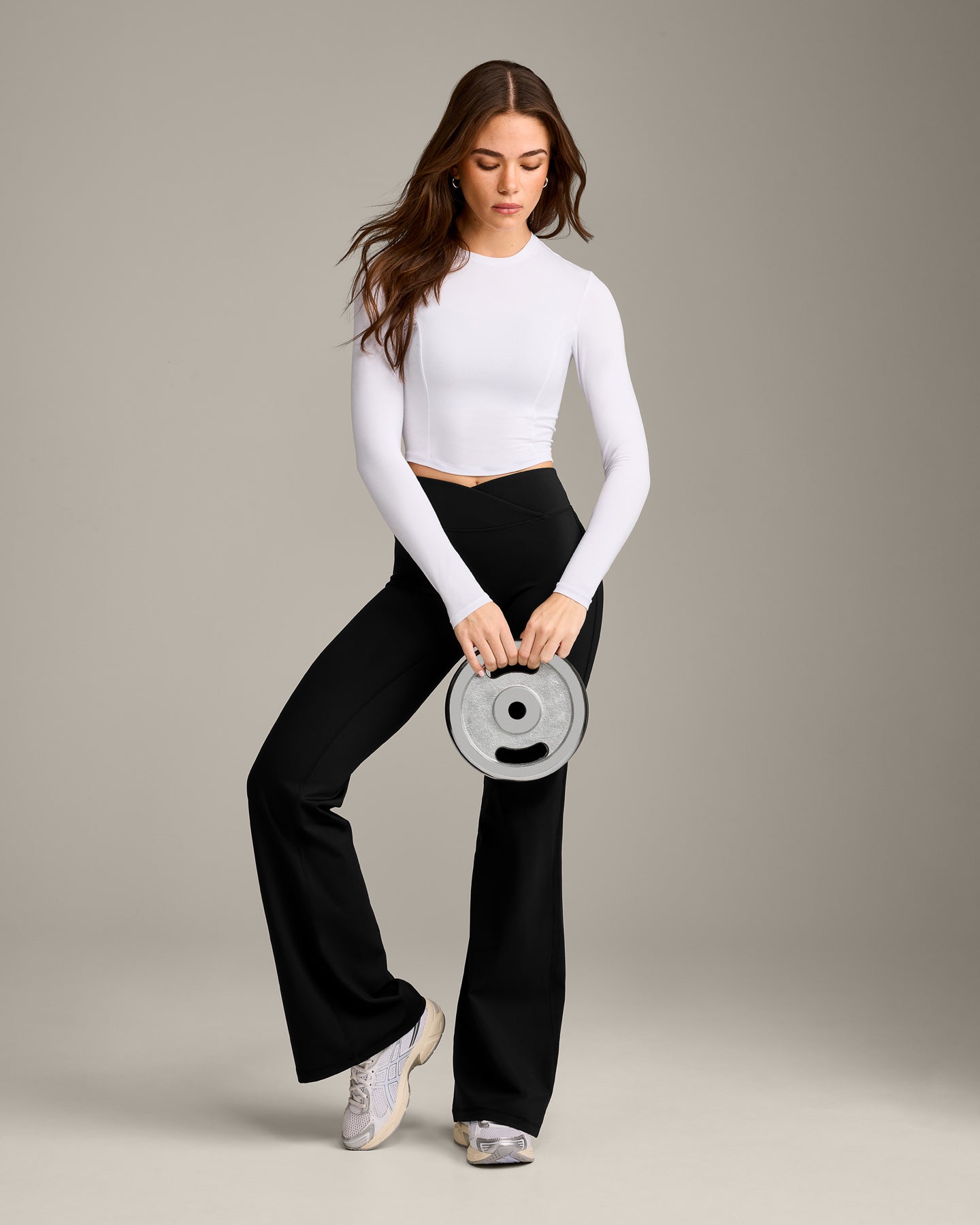 Mellow Motion Crew Neck Long Sleeve Mid Top | White - Image 3