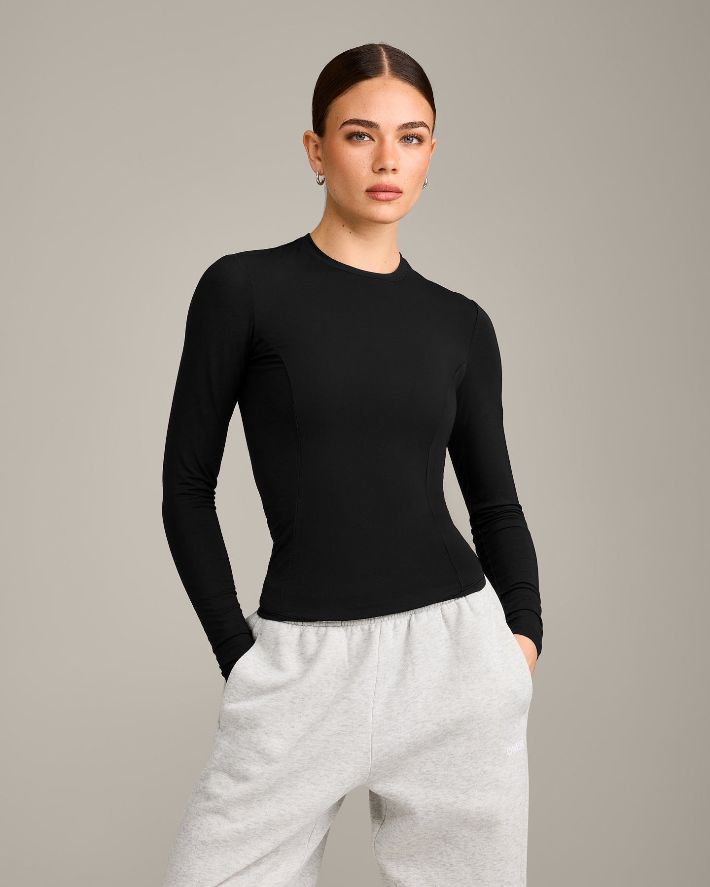 Mellow Motion Crew Neck Long Sleeve Top | Black