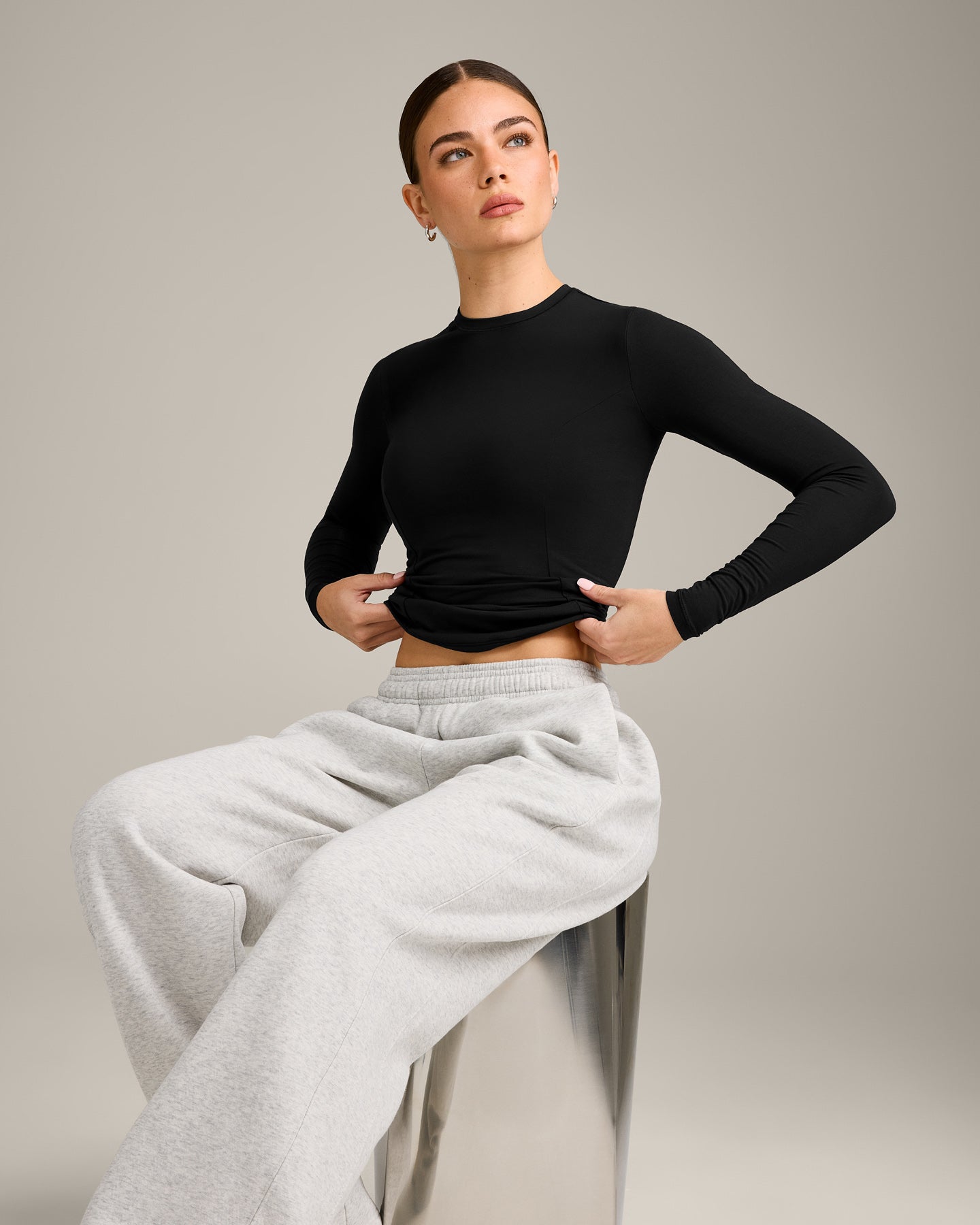 Mellow Motion Crew Neck Long Sleeve Top | Black - Image 3