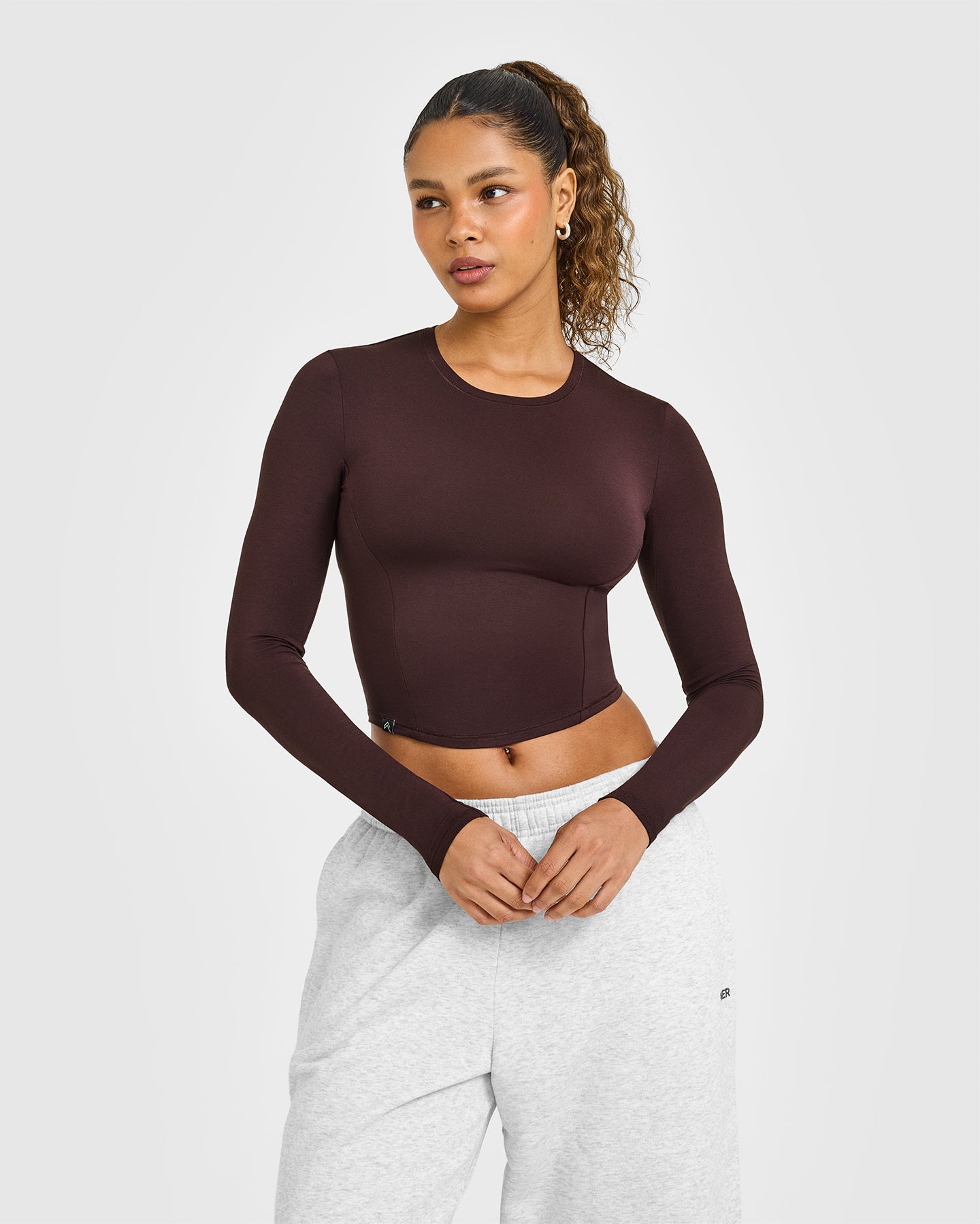 Mellow Soft Mid Long Sleeve Top | Plum Brown