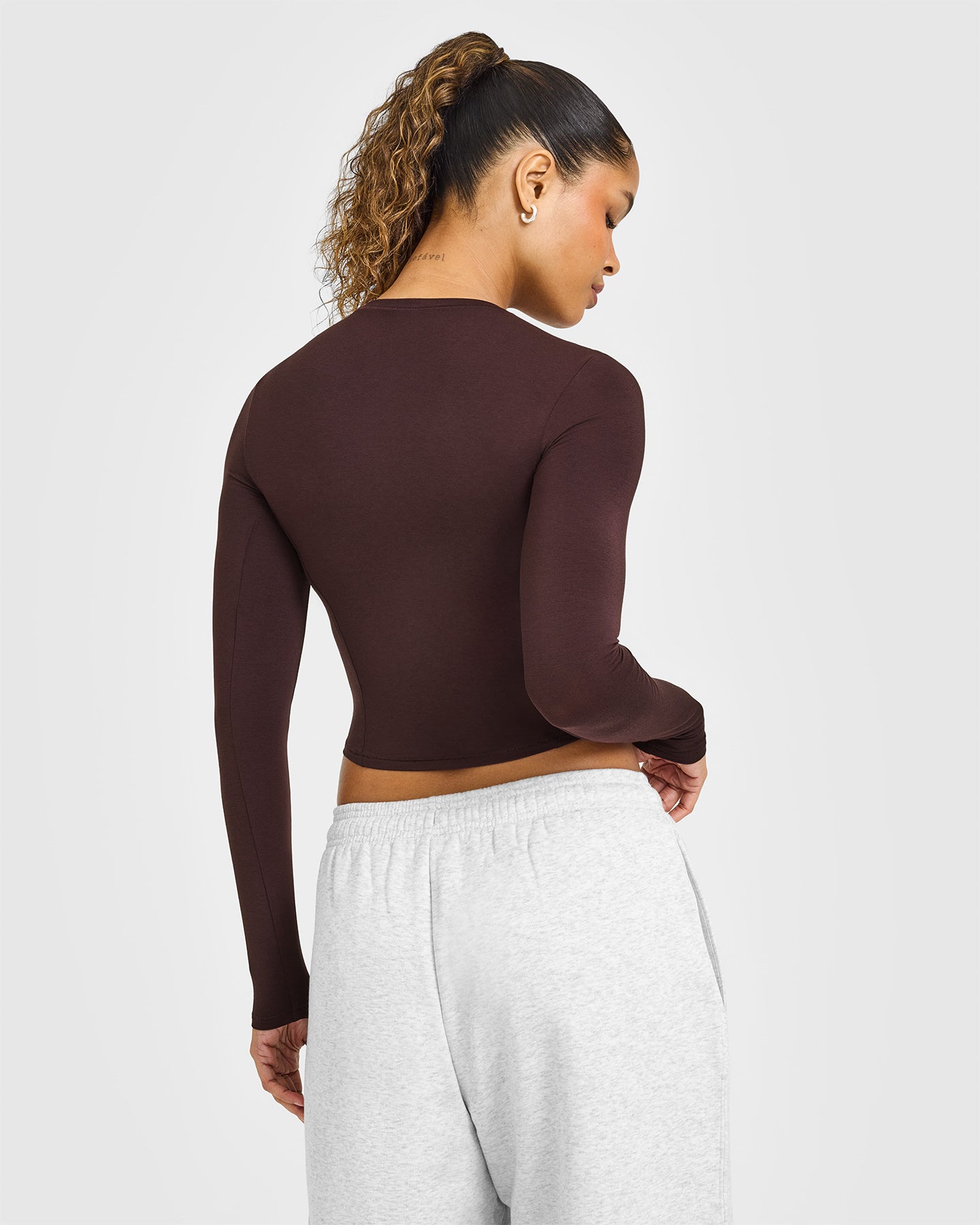 Mellow Soft Mid Long Sleeve Top | Plum Brown - Image 5