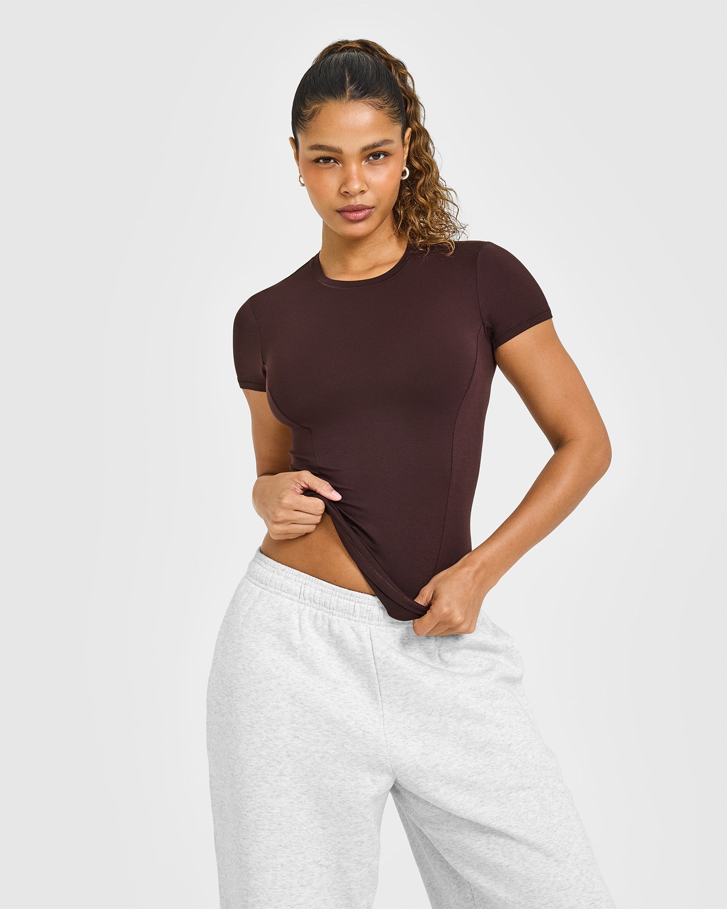 Mellow Soft Short Sleeve T-Shirt | Plum Brown