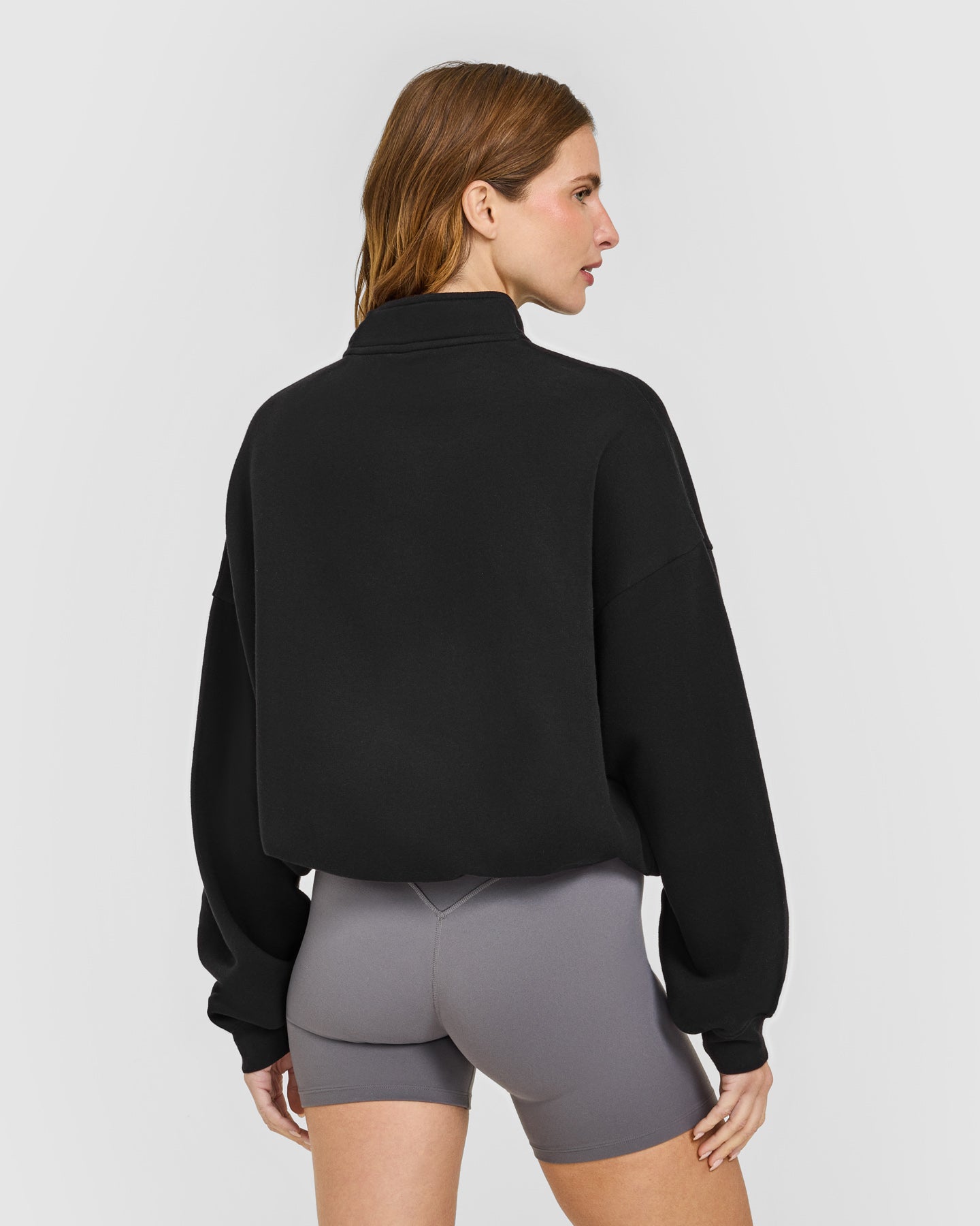 Mid Weight 1/4 Zip Sweatshirt | Soft Black - Image 6