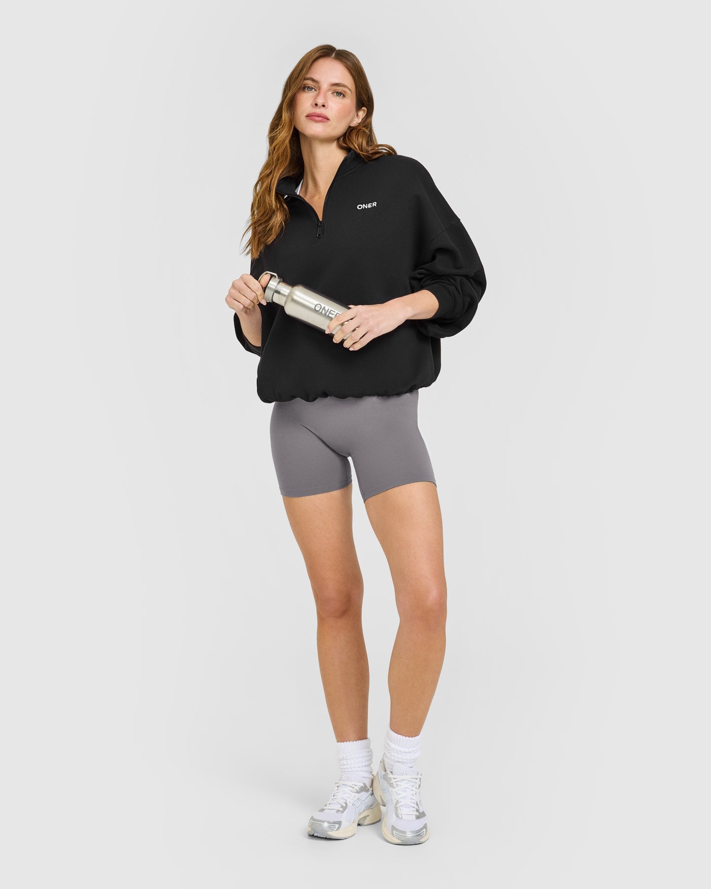 Mid Weight 1/4 Zip Sweatshirt | Soft Black - Image 3