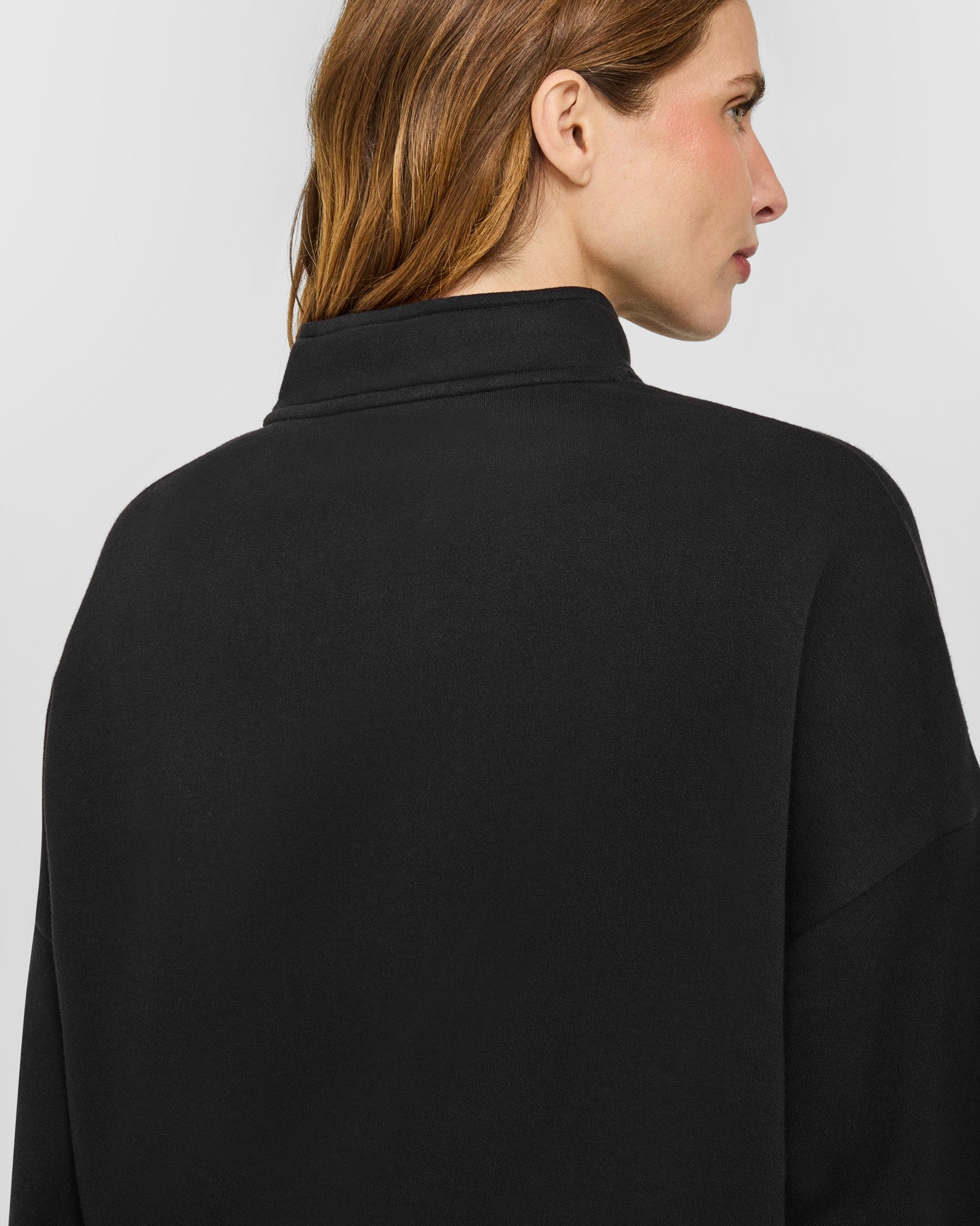 Mid Weight 1/4 Zip Sweatshirt | Soft Black - Image 4