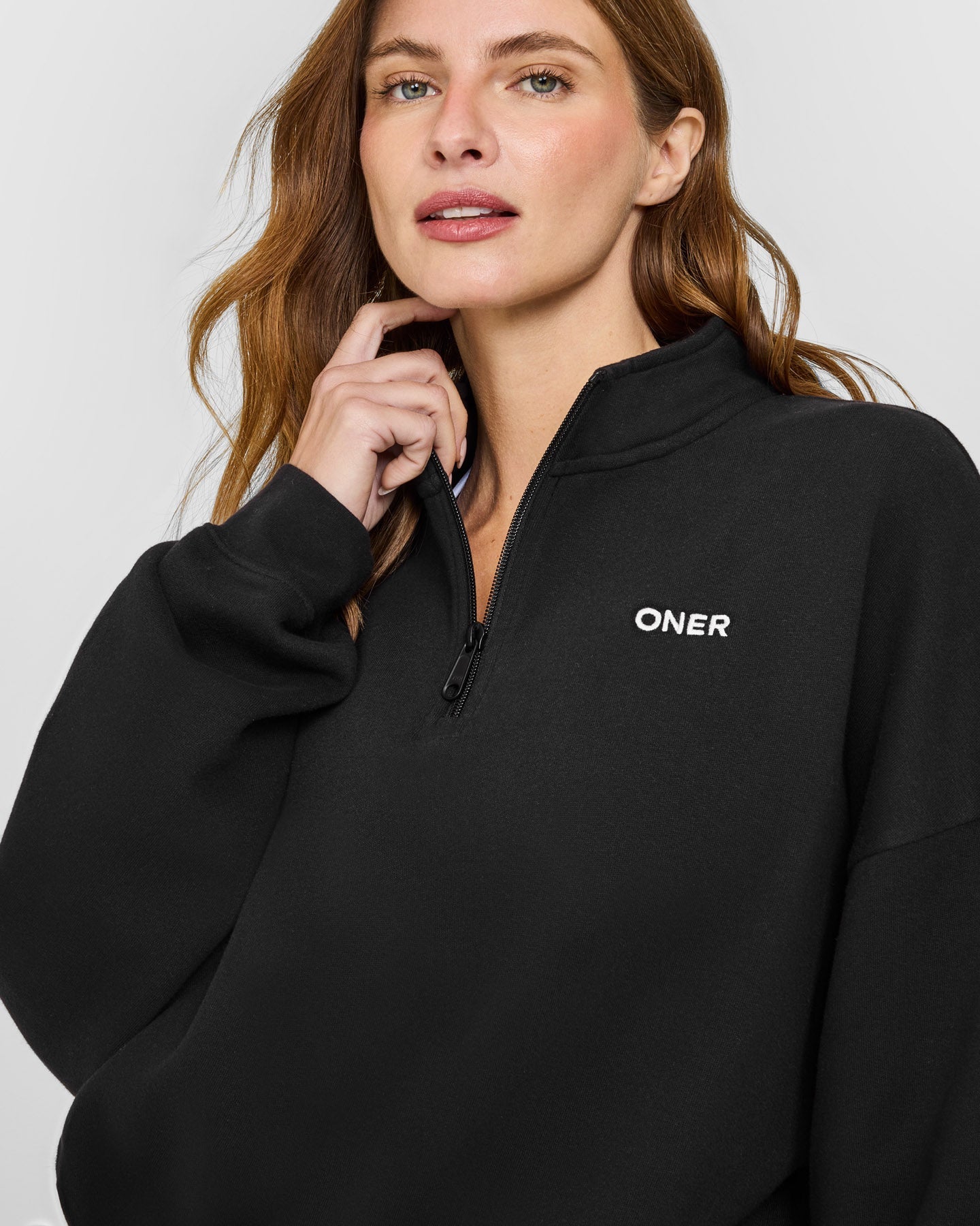 Alternative view of Mid Weight 1/4 Zip Sweatshirt | Soft Black