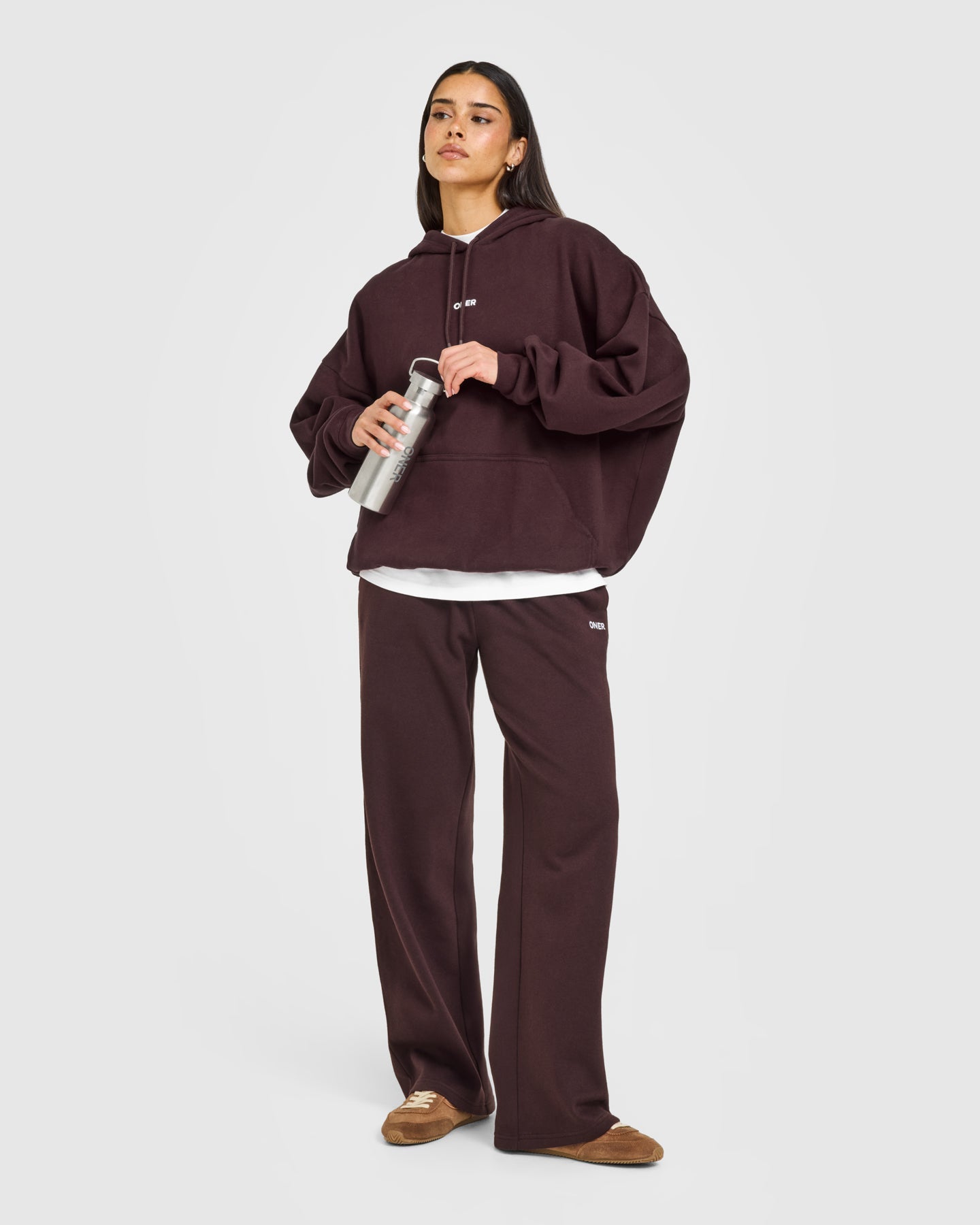Alternative view of Mid Weight Relaxed Hoodie | Plum Brown