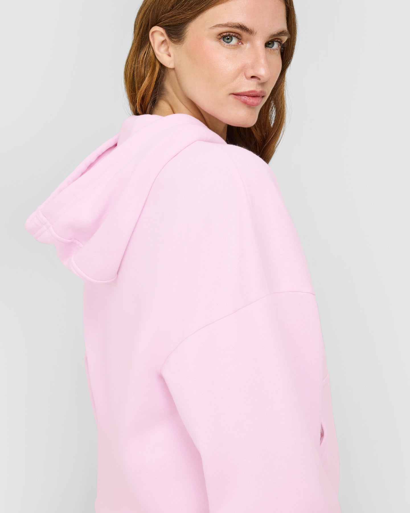 Mid Weight Relaxed Zip Through Hoodie | Chalk Pink - Image 4