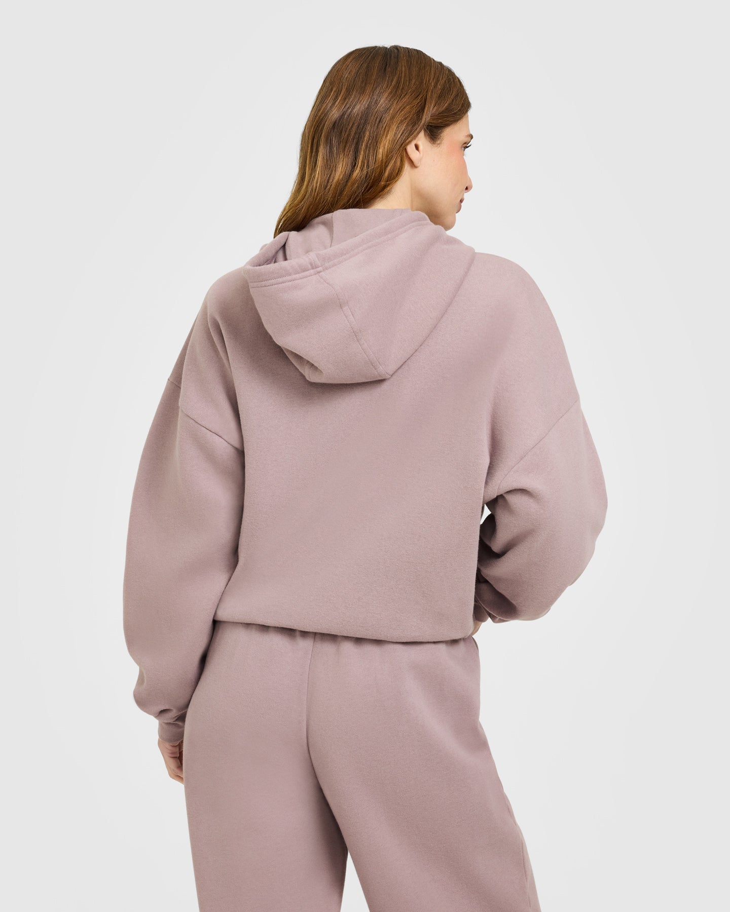 Mid Weight Relaxed Zip Through Hoodie | Dusty Purple - Image 5
