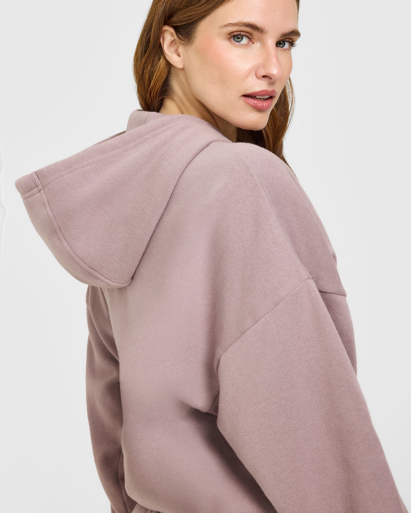 Mid Weight Relaxed Zip Through Hoodie | Dusty Purple - Image 6