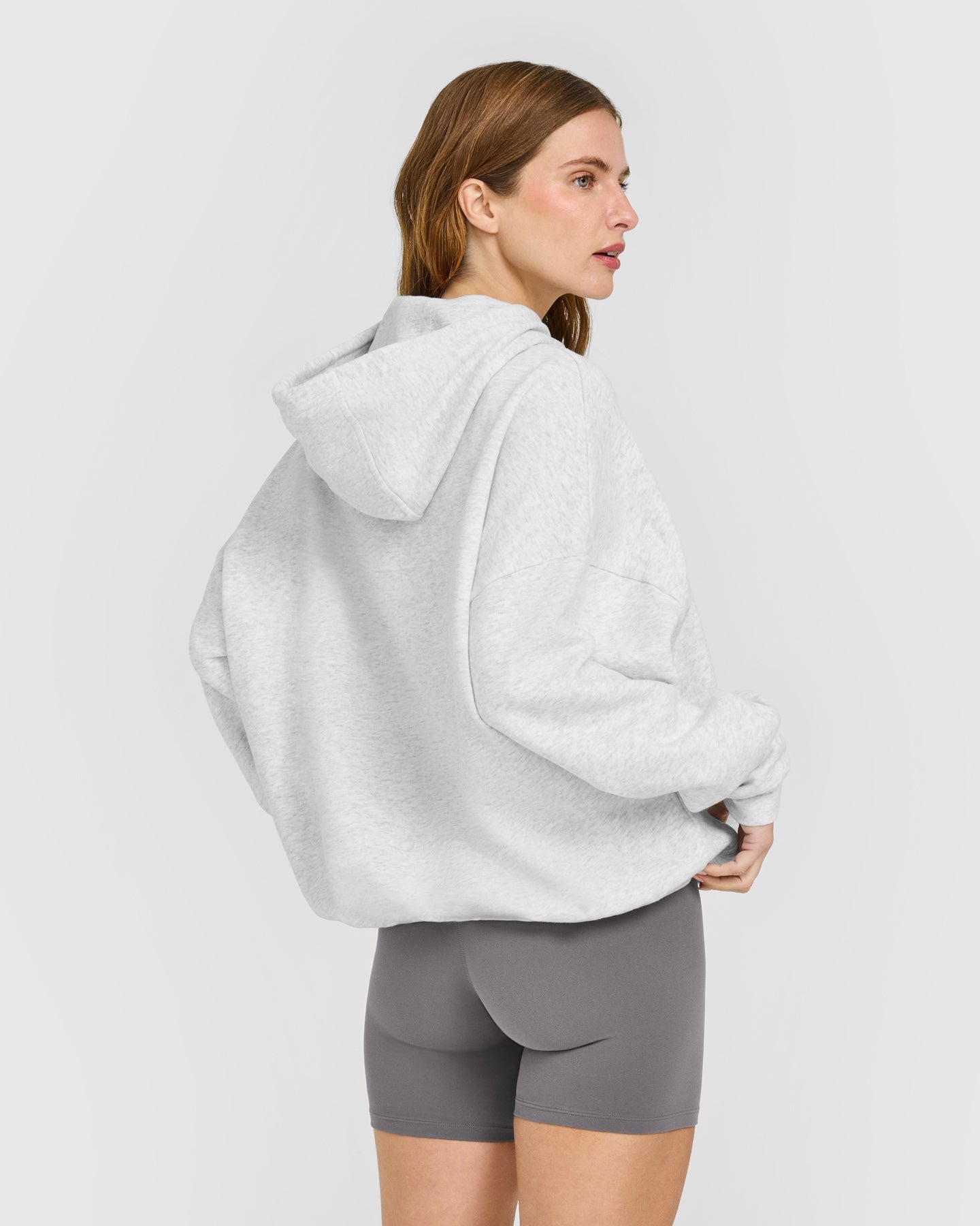 Alternative view of Mid Weight Relaxed Hoodie | Light Grey Marl