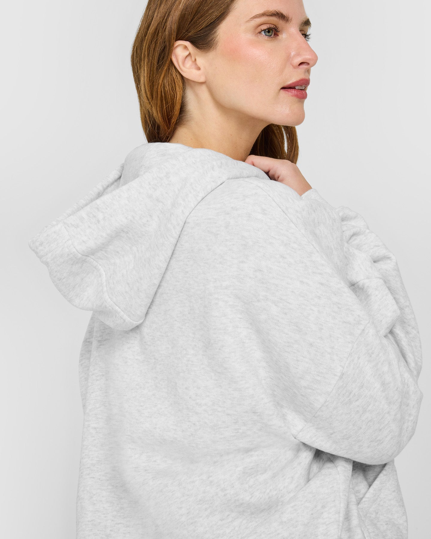 Mid Weight Relaxed Hoodie | Light Grey Marl - Image 4