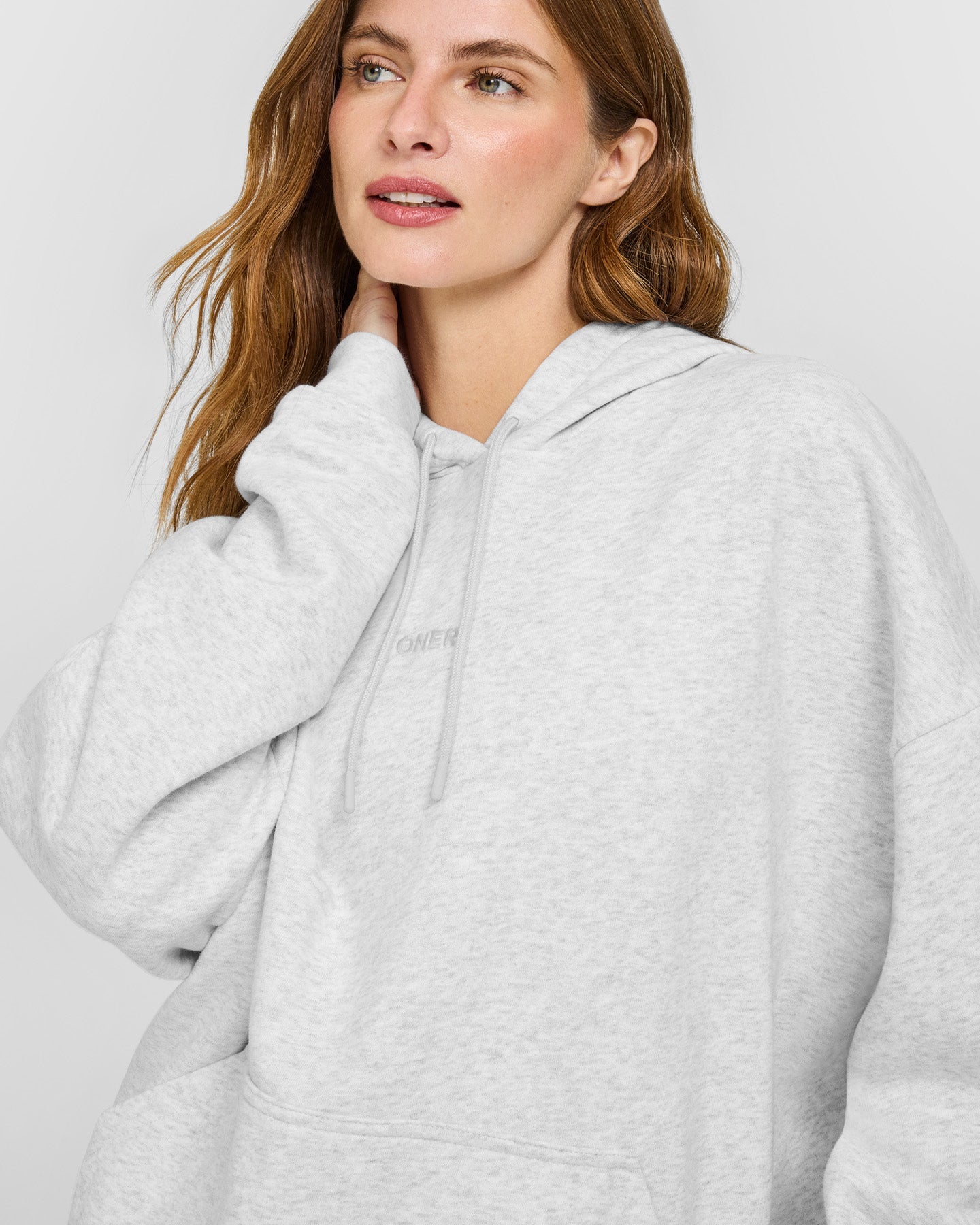Mid Weight Relaxed Hoodie | Light Grey Marl - Image 5