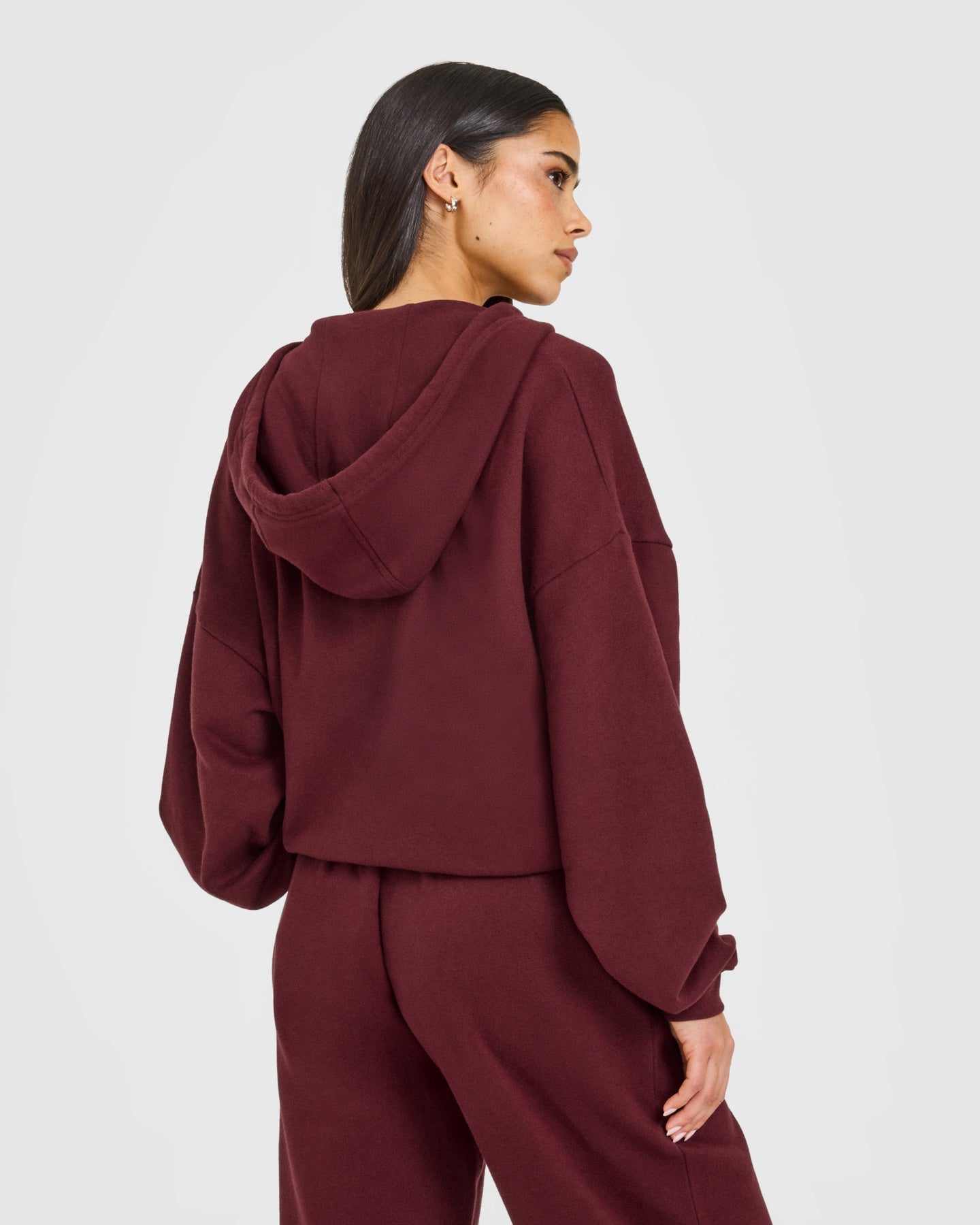 Alternative view of Mid Weight Relaxed Zip Through Hoodie | Rosewood